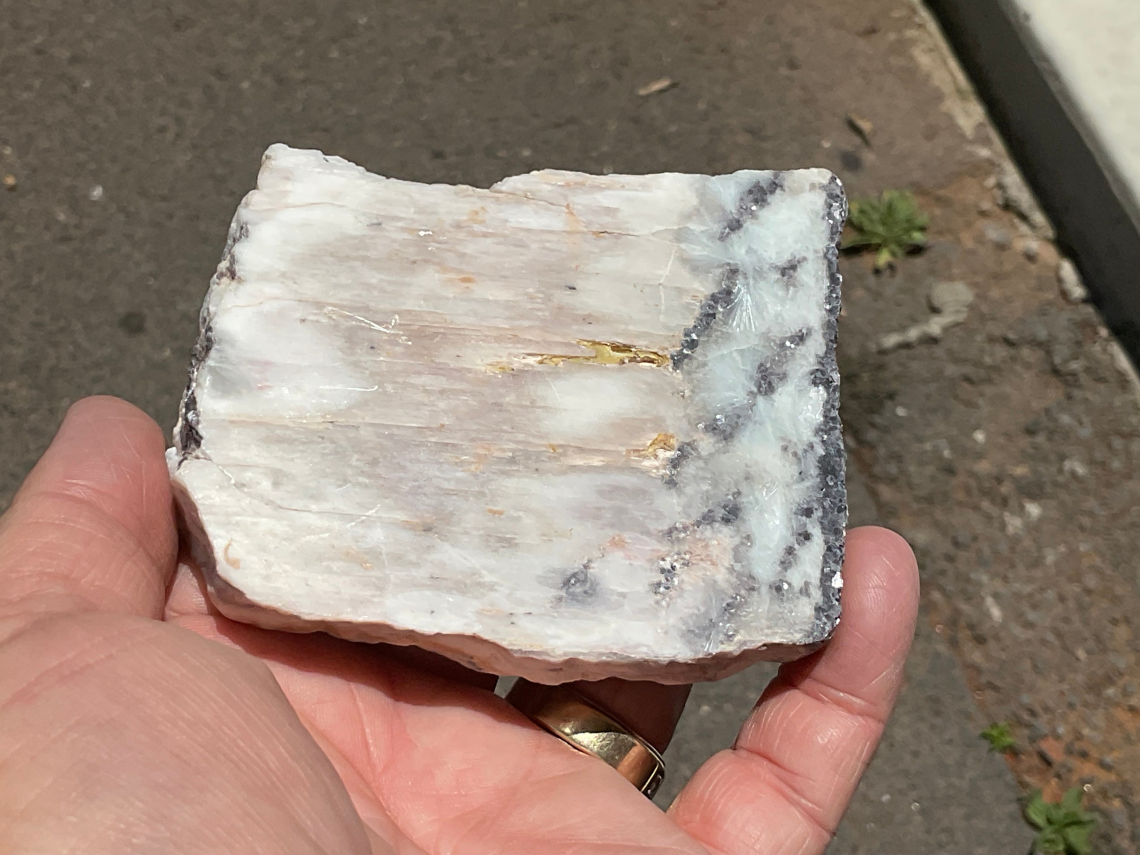 208g Pink Petalite Polished Slab with Lepidolite Crust
