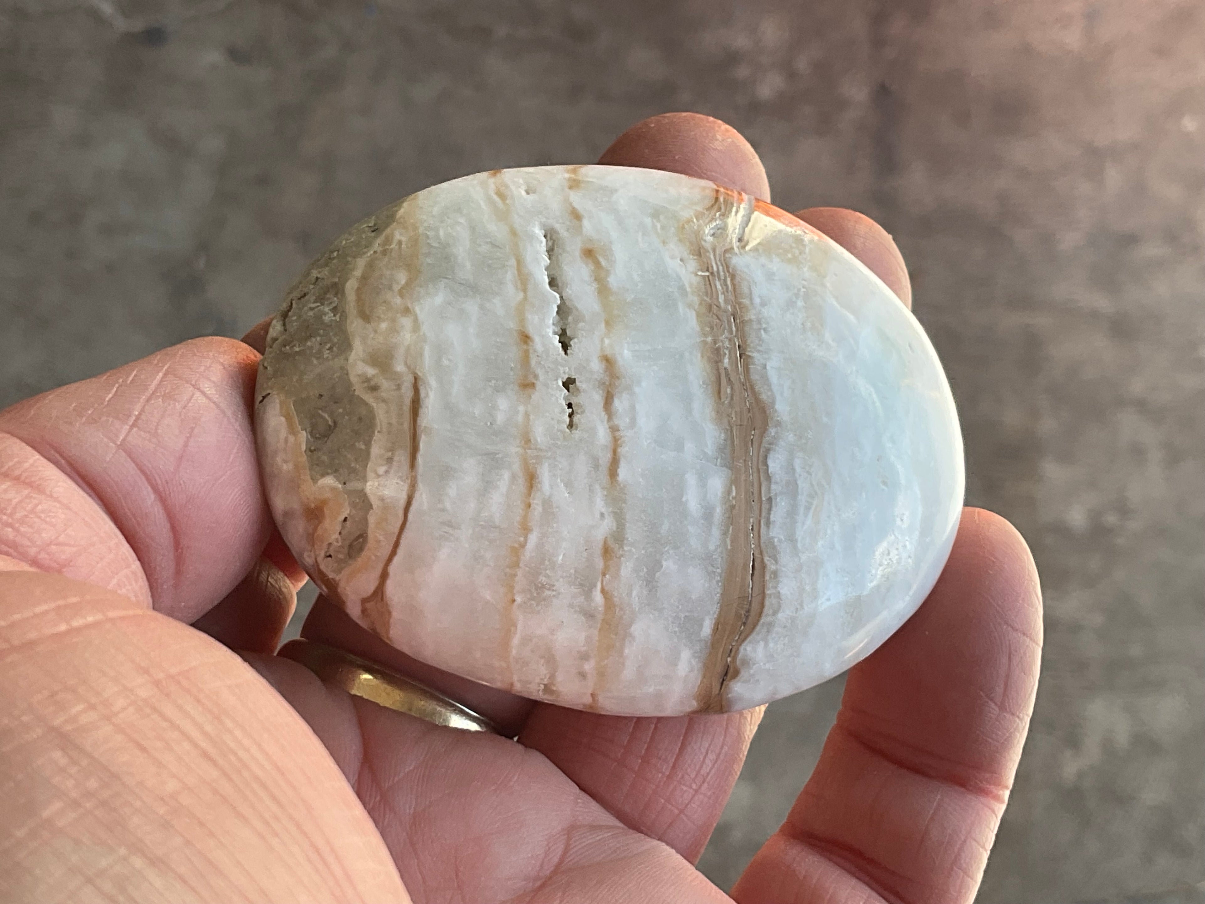 100g Calcite with Aragonite Palmstone 1B