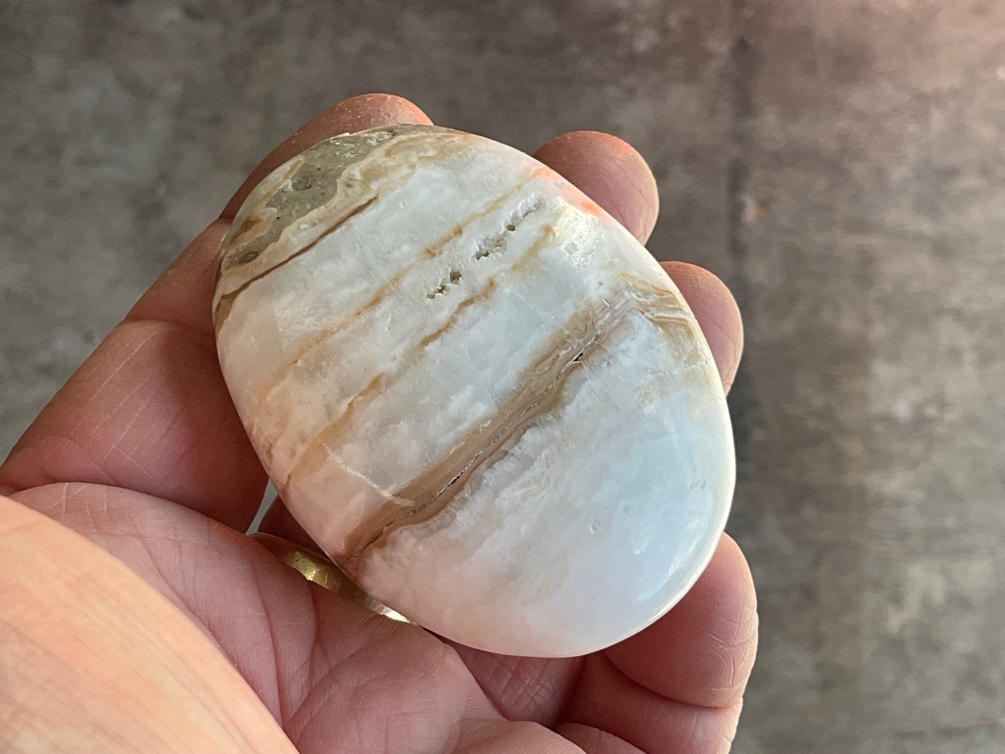 100g Calcite with Aragonite Palmstone 1B