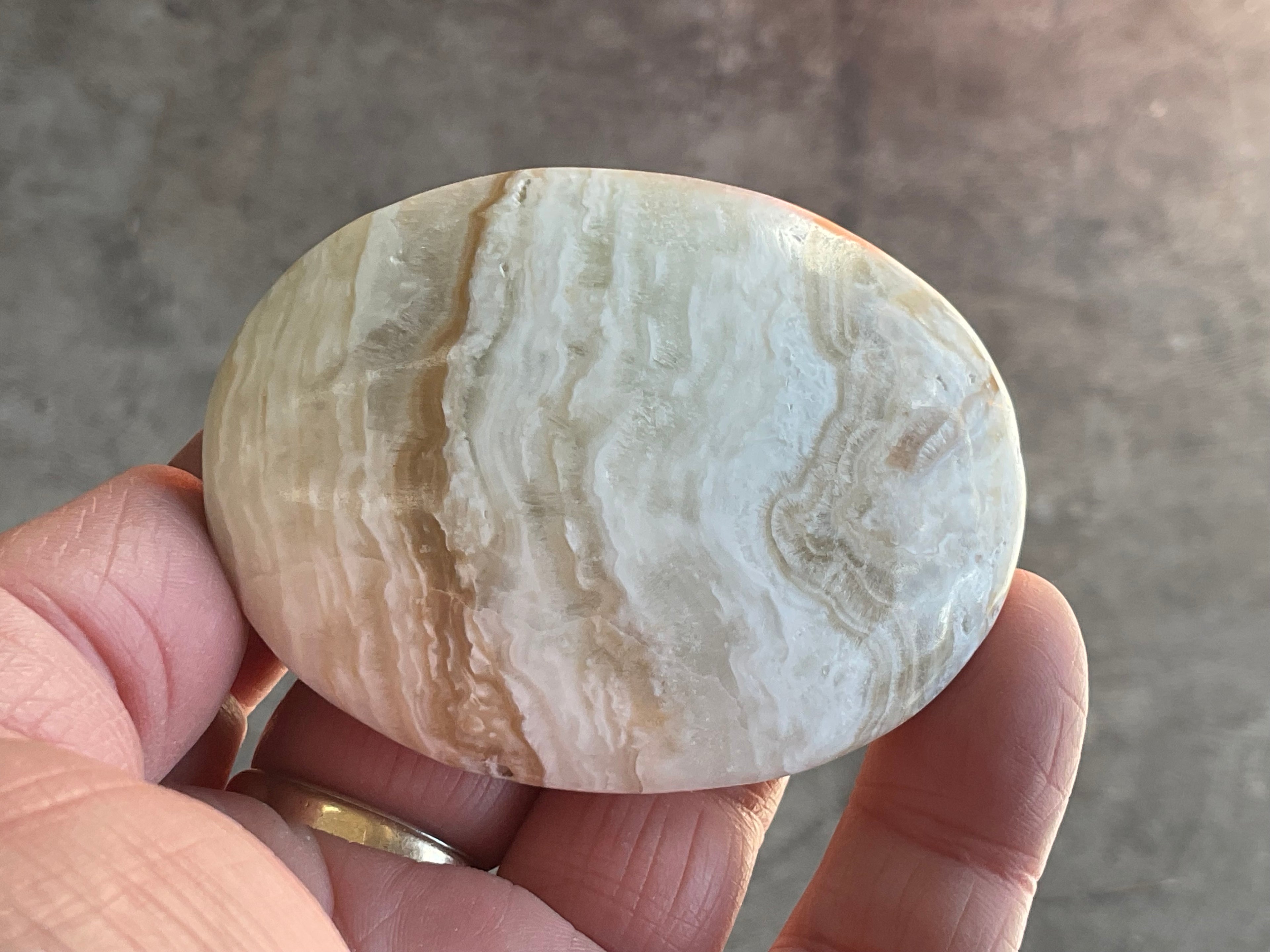119g Calcite with Aragonite Palmstone 1C