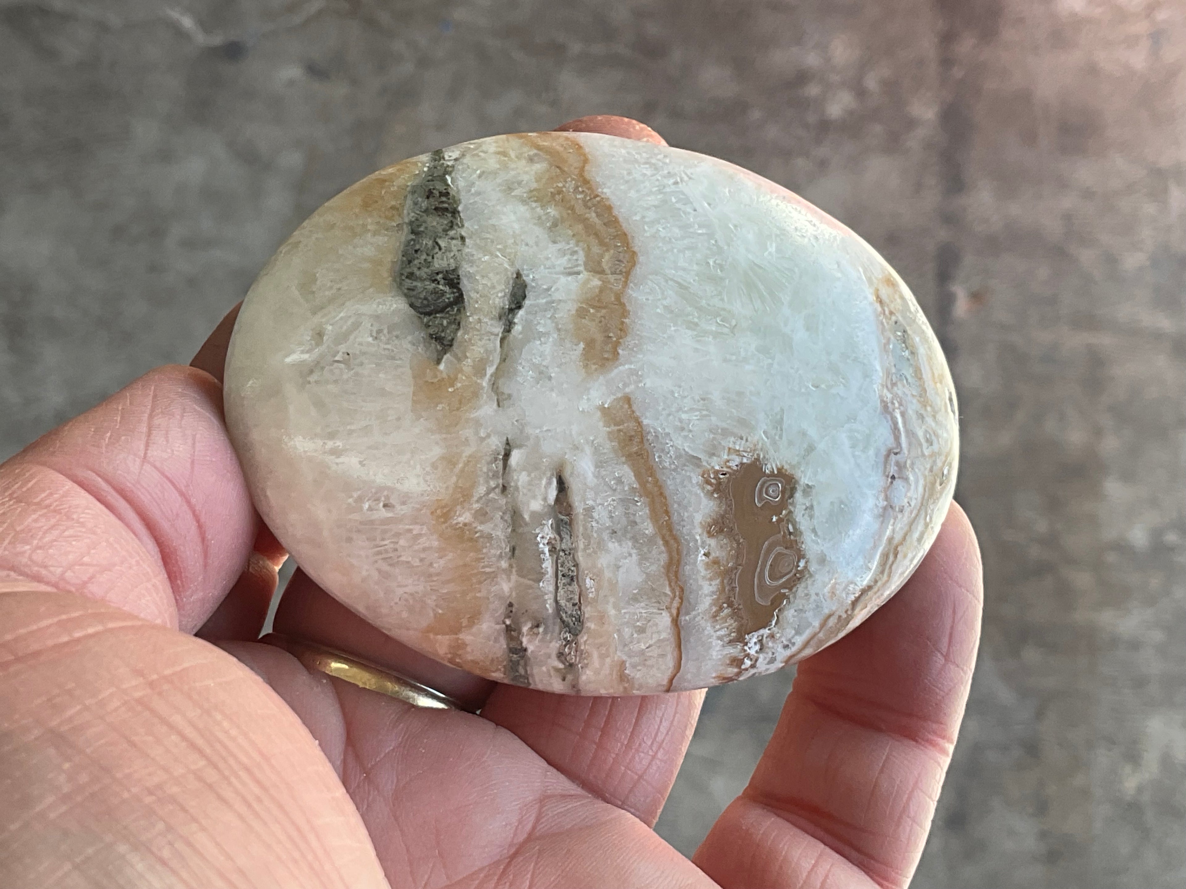 121g Calcite with Aragonite Palmstone 1D