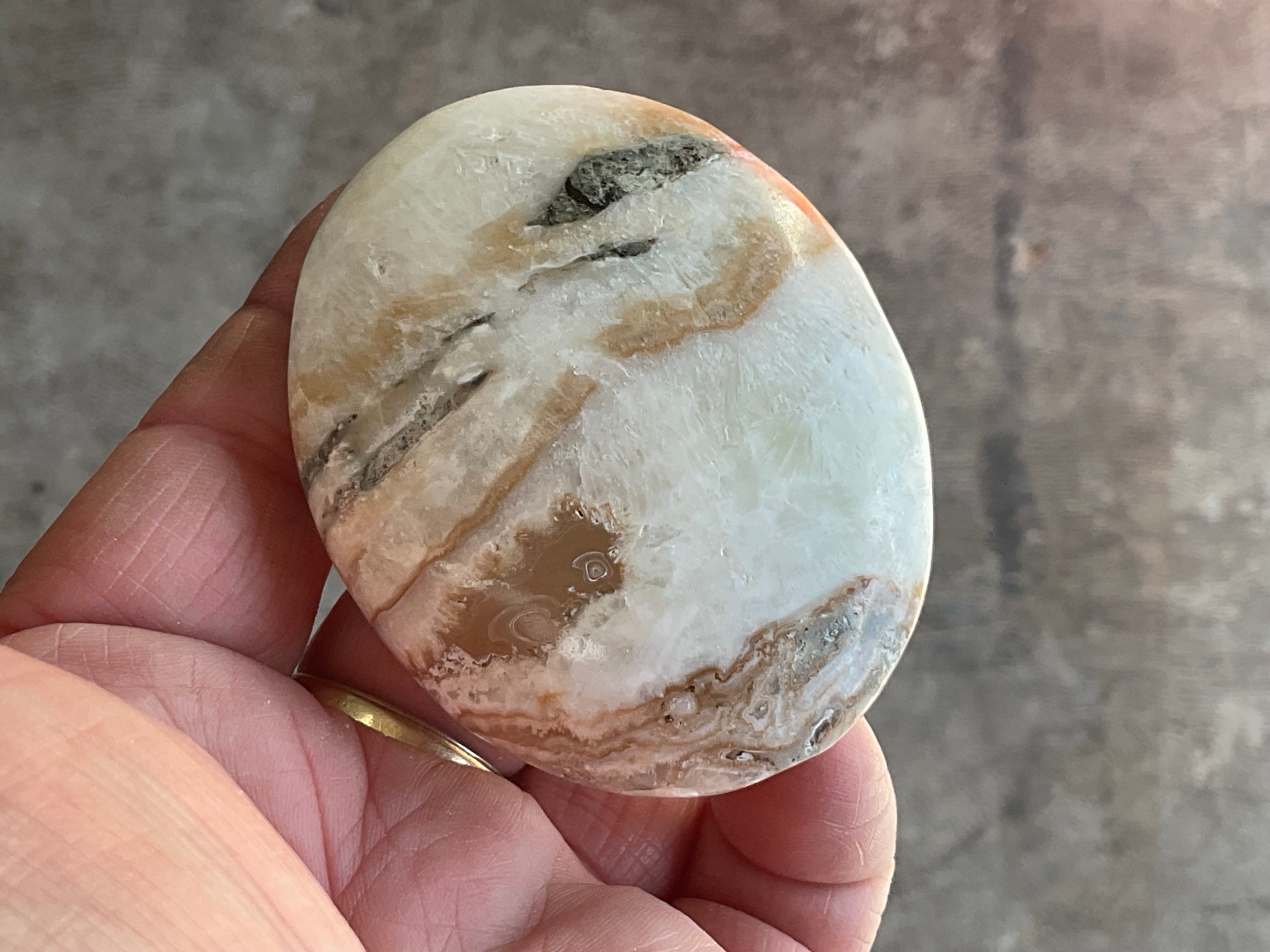 121g Calcite with Aragonite Palmstone 1D