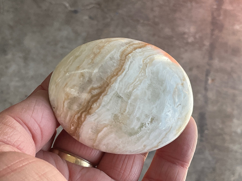144g Calcite with Aragonite Palmstone 2D