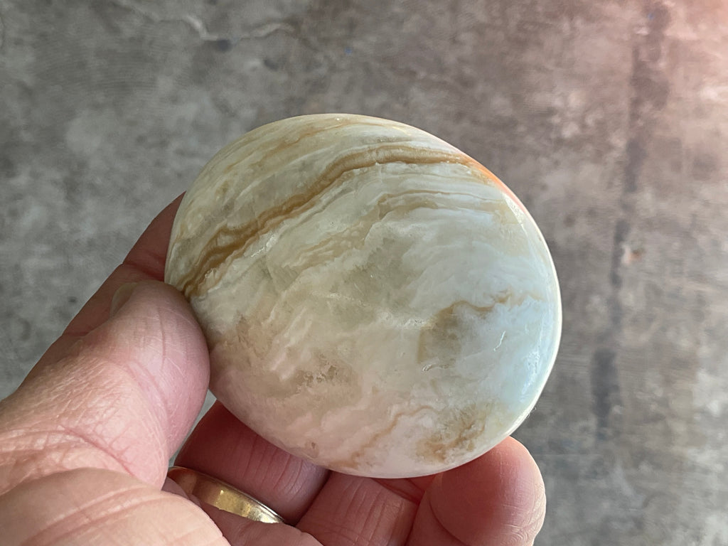 144g Calcite with Aragonite Palmstone 2D
