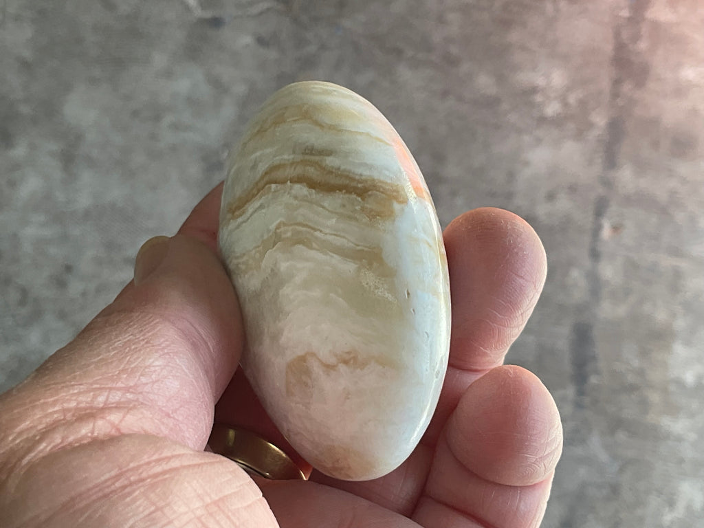 144g Calcite with Aragonite Palmstone 2D