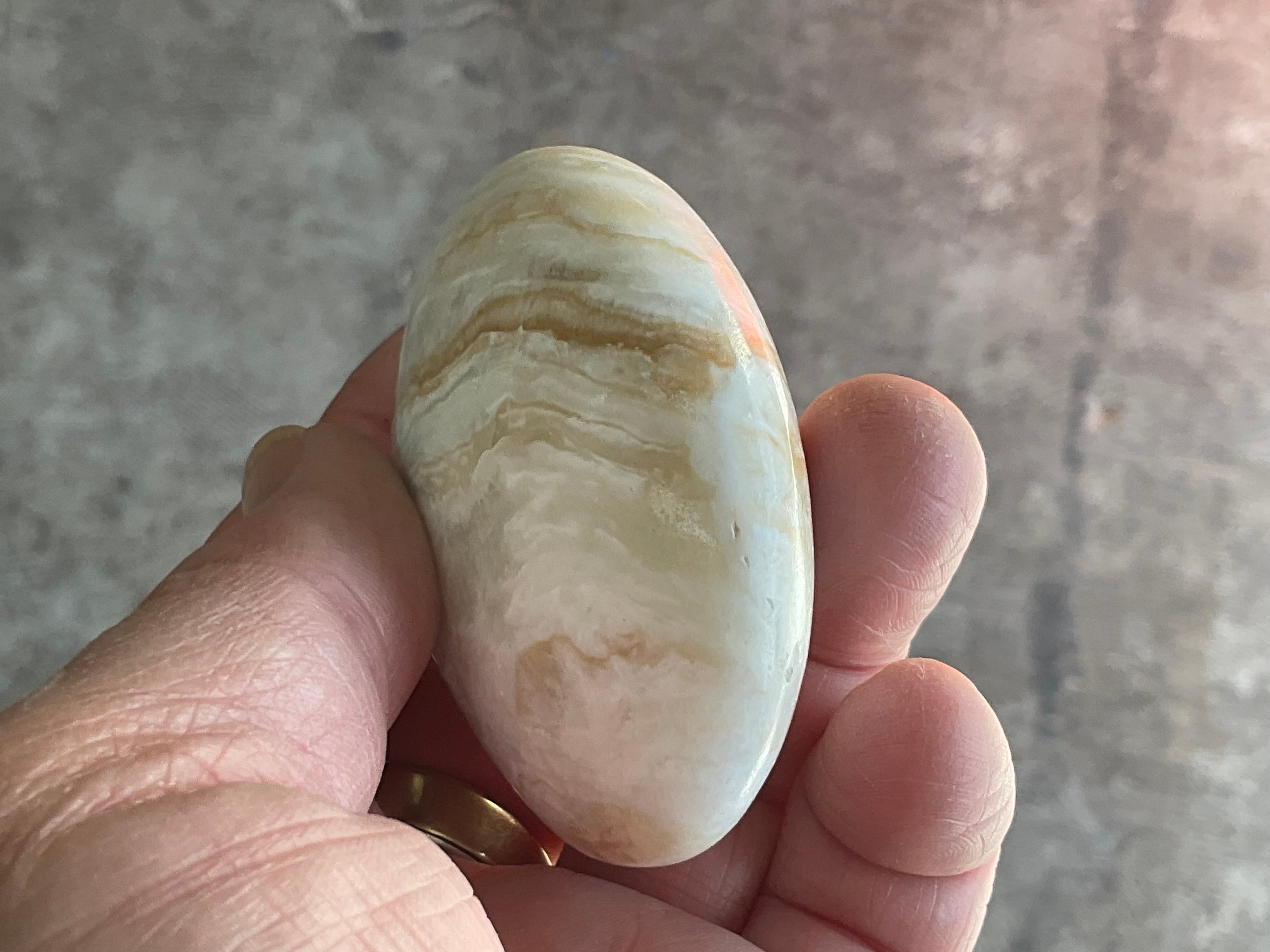 144g Calcite with Aragonite Palmstone 2D