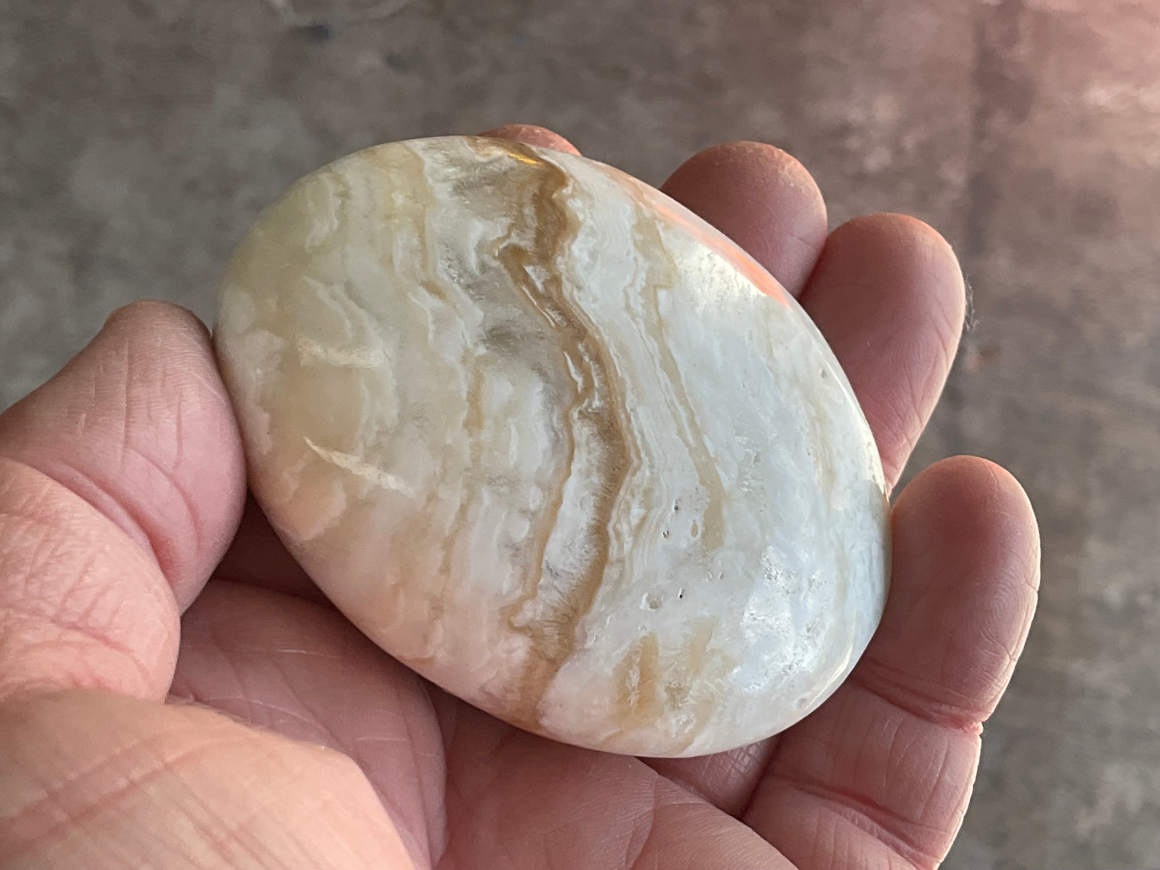144g Calcite with Aragonite Palmstone 2D