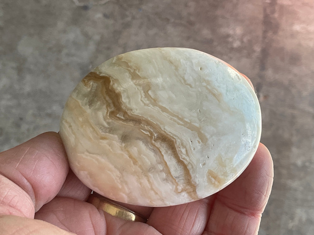 144g Calcite with Aragonite Palmstone 2D