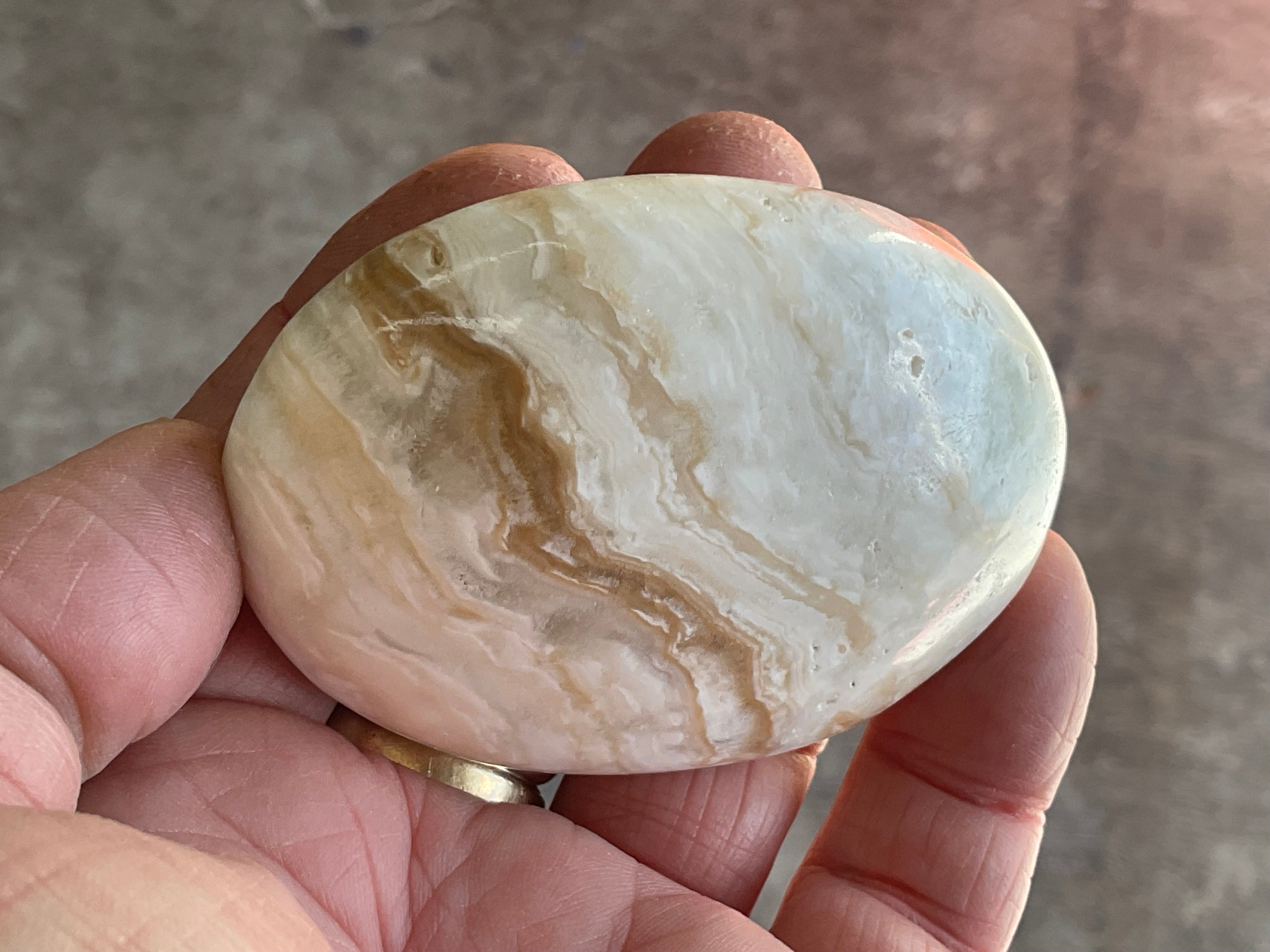 144g Calcite with Aragonite Palmstone 2D
