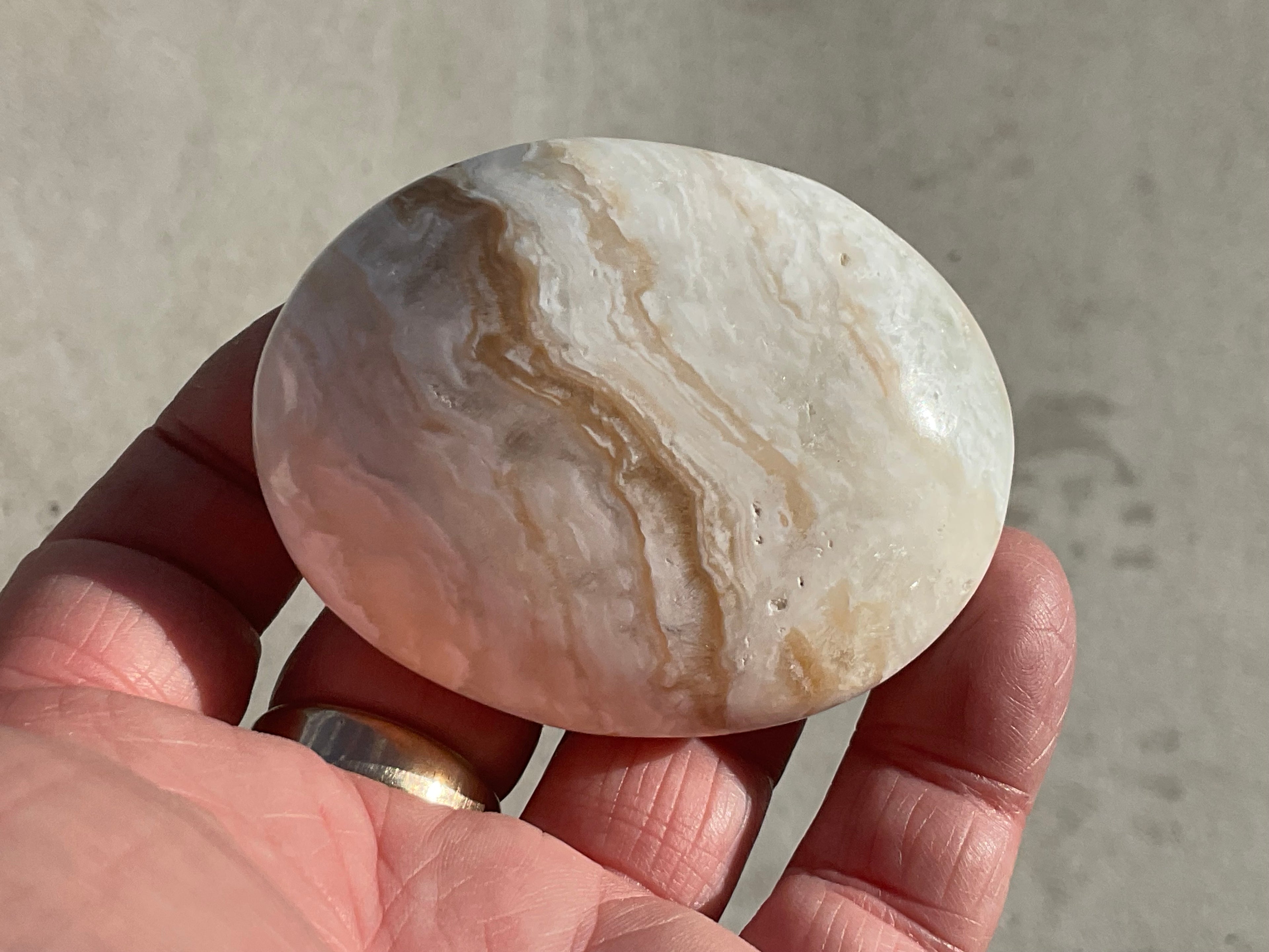 144g Calcite with Aragonite Palmstone 2D