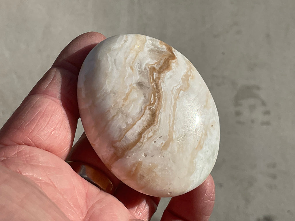 144g Calcite with Aragonite Palmstone 2D