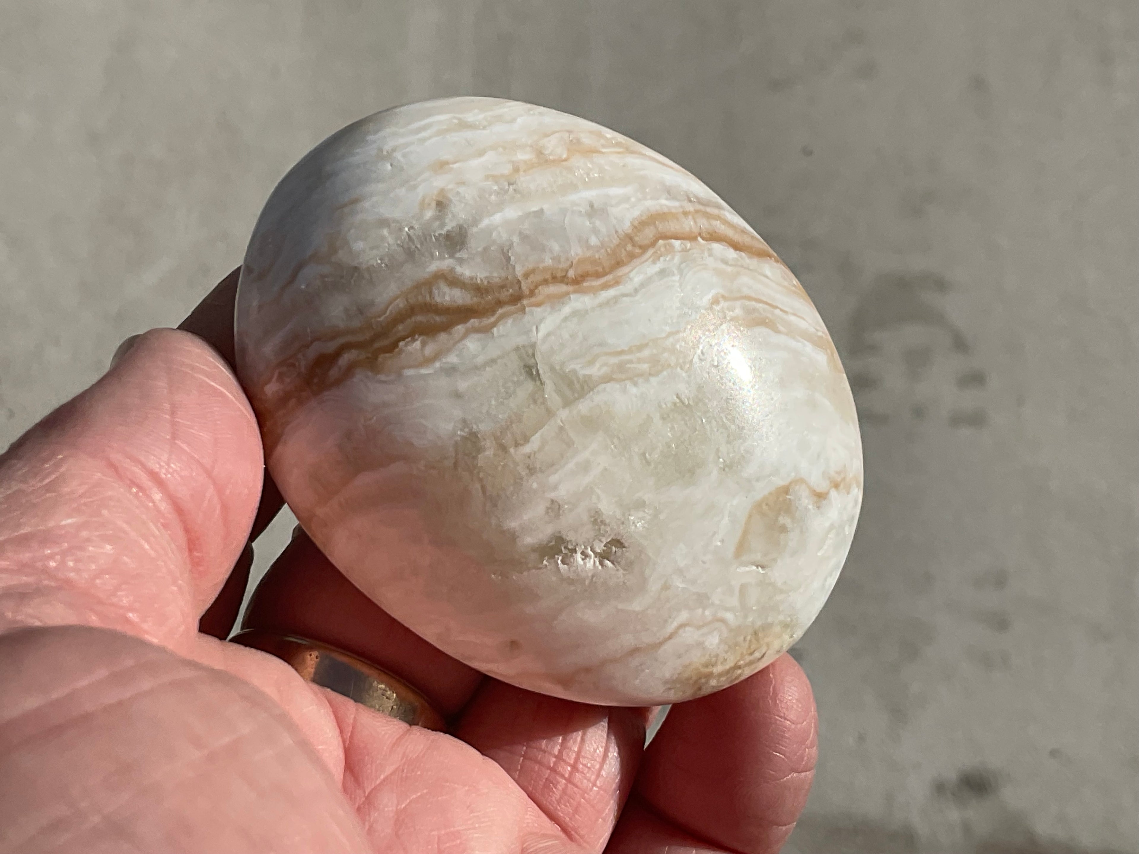 144g Calcite with Aragonite Palmstone 2D