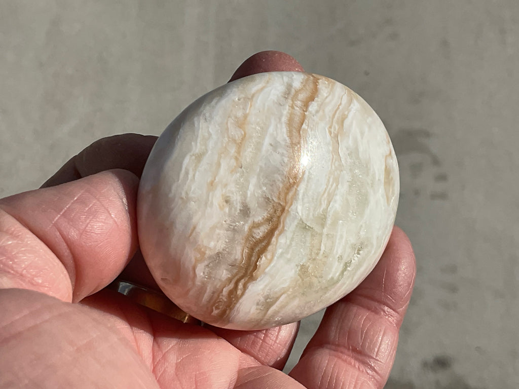 144g Calcite with Aragonite Palmstone 2D