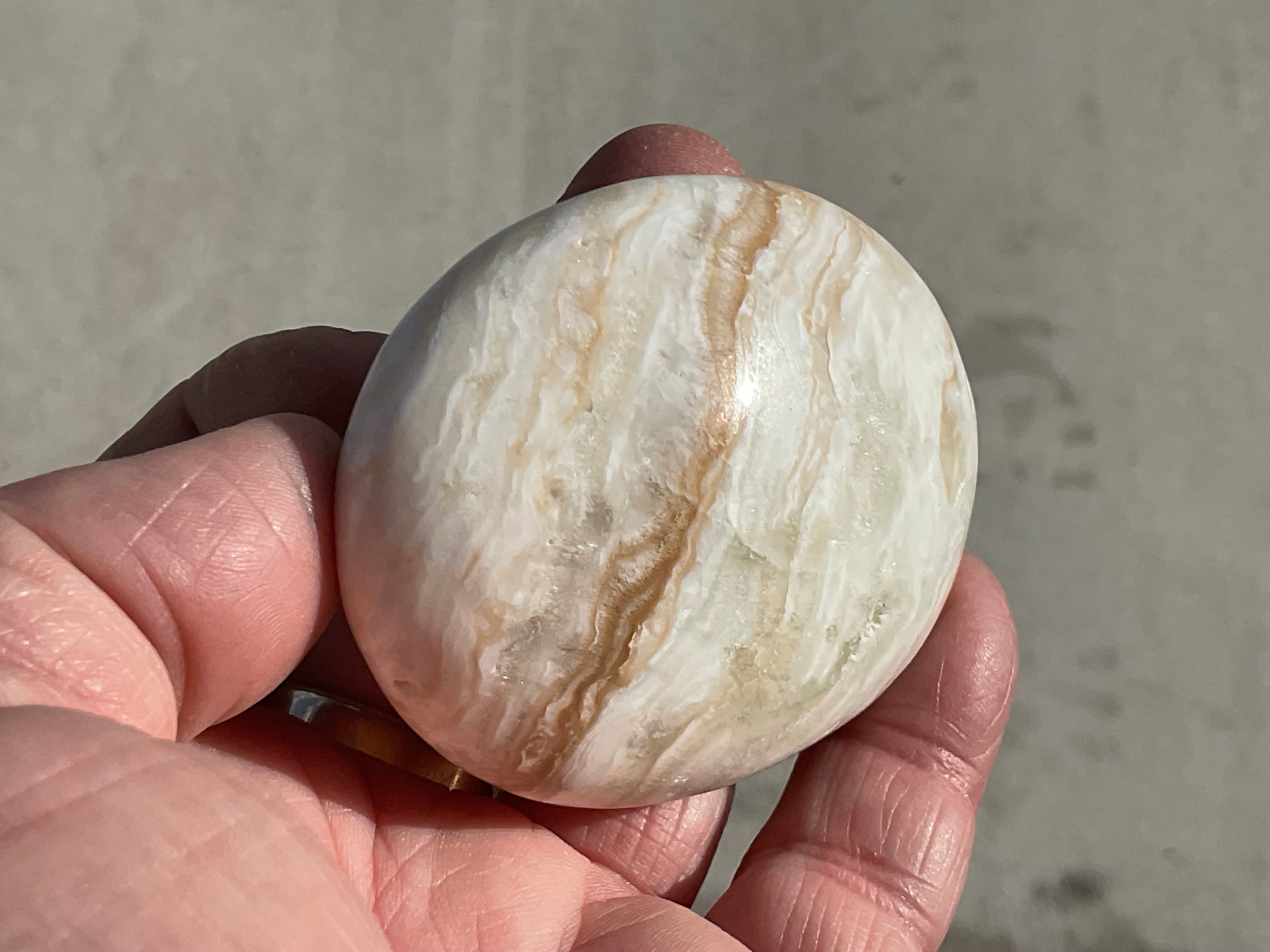 144g Calcite with Aragonite Palmstone 2D