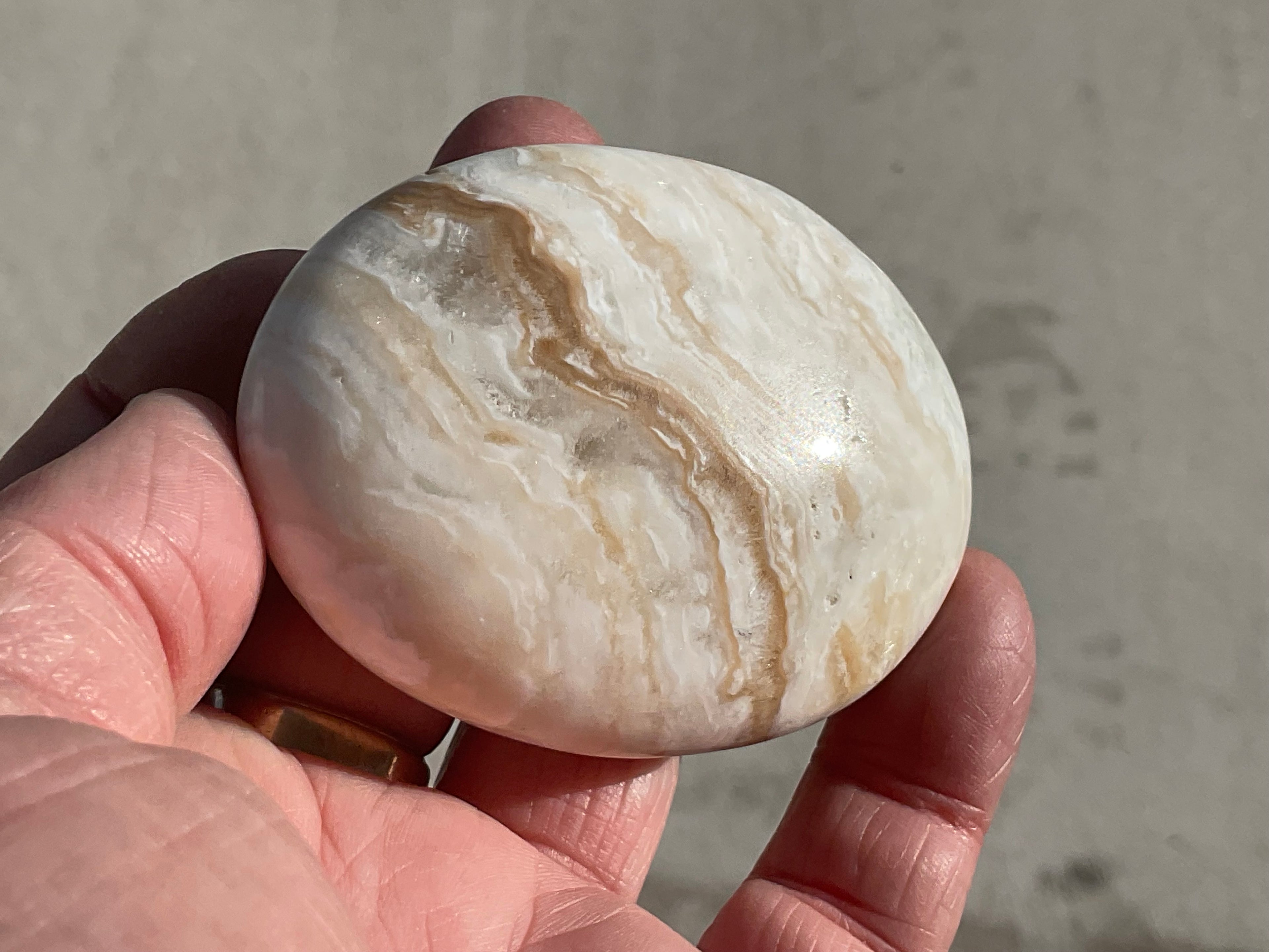 144g Calcite with Aragonite Palmstone 2D