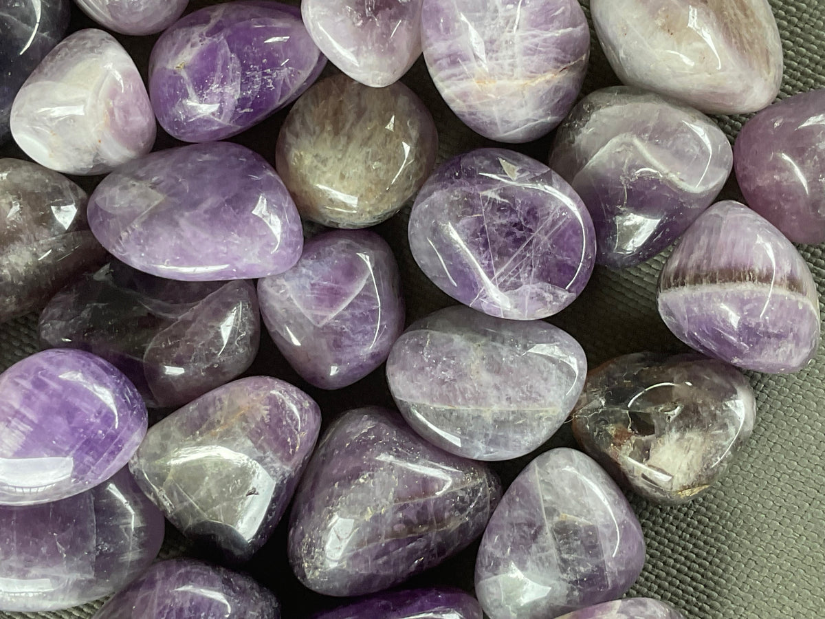 Chevron Amethyst Tumbled Stones