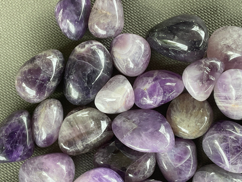 Chevron Amethyst Tumbled Stones