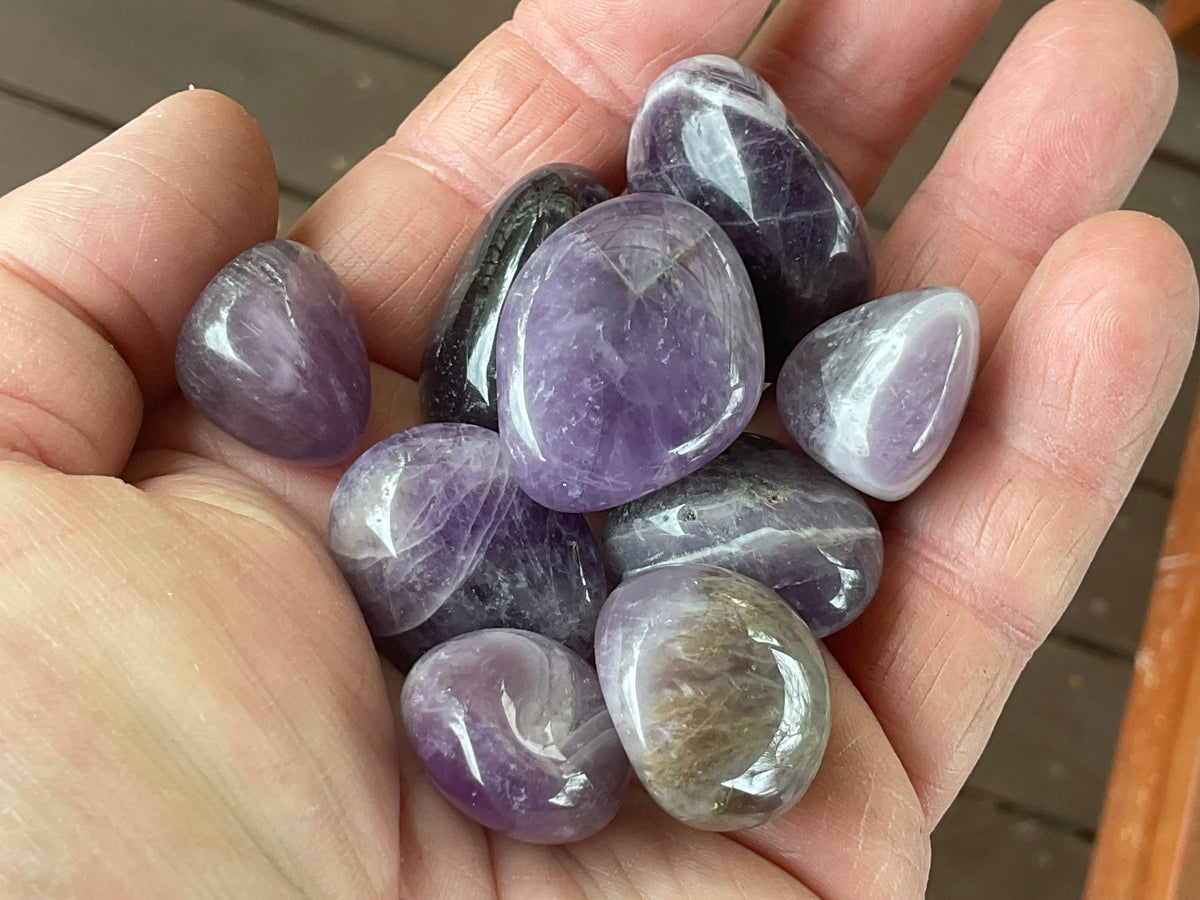 Chevron Amethyst Tumbled Stones
