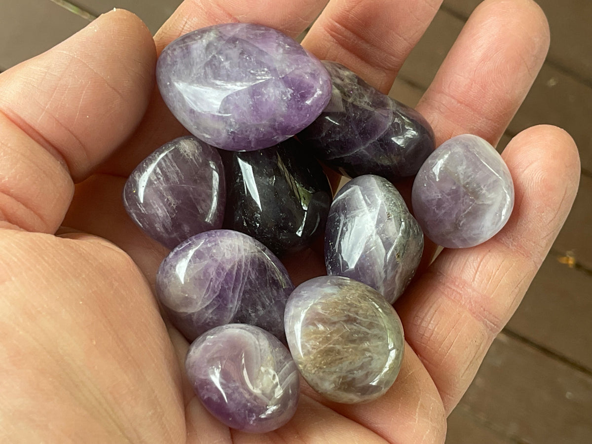 Chevron Amethyst Tumbled Stones