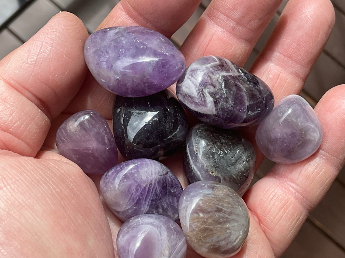 Chevron Amethyst Tumbled Stones