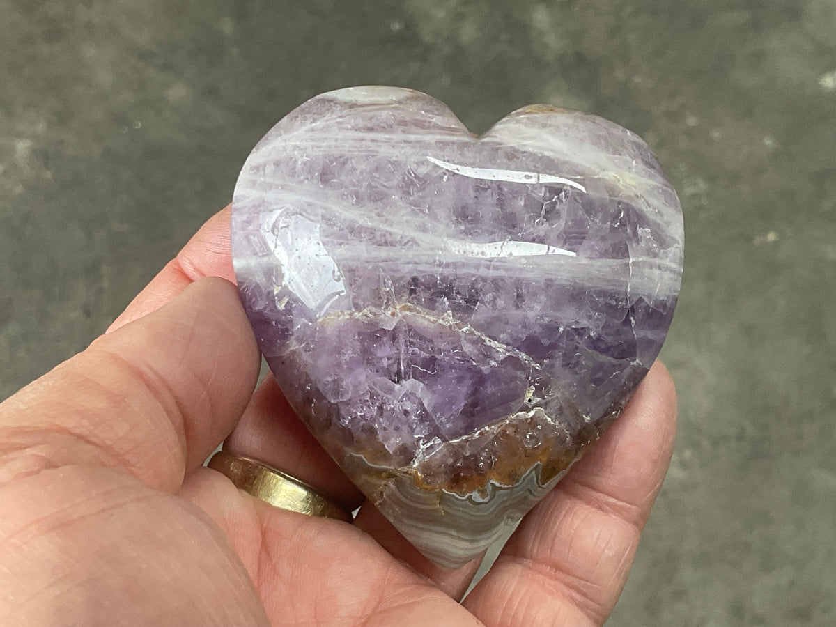 156g Amethyst Agate Heart 1B