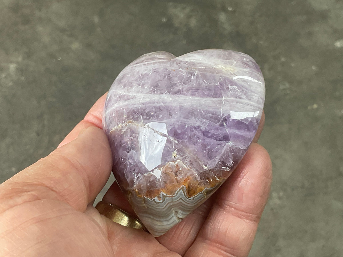 156g Amethyst Agate Heart 1B