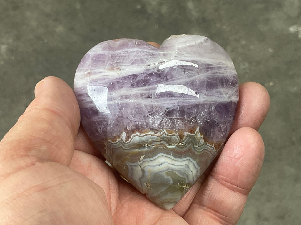 156g Amethyst Agate Heart 1B