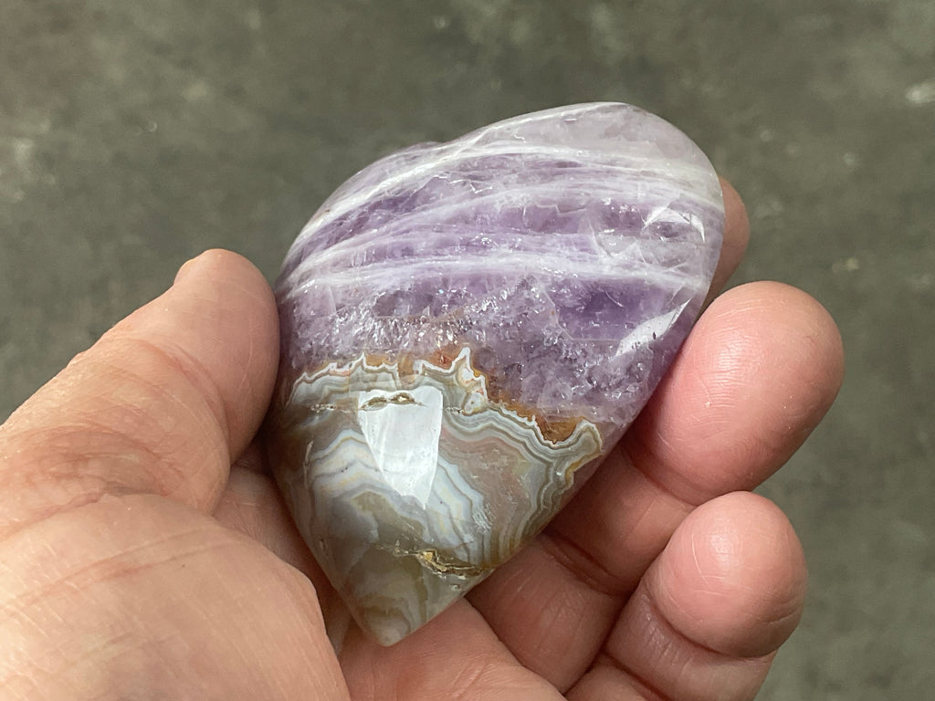 156g Amethyst Agate Heart 1B
