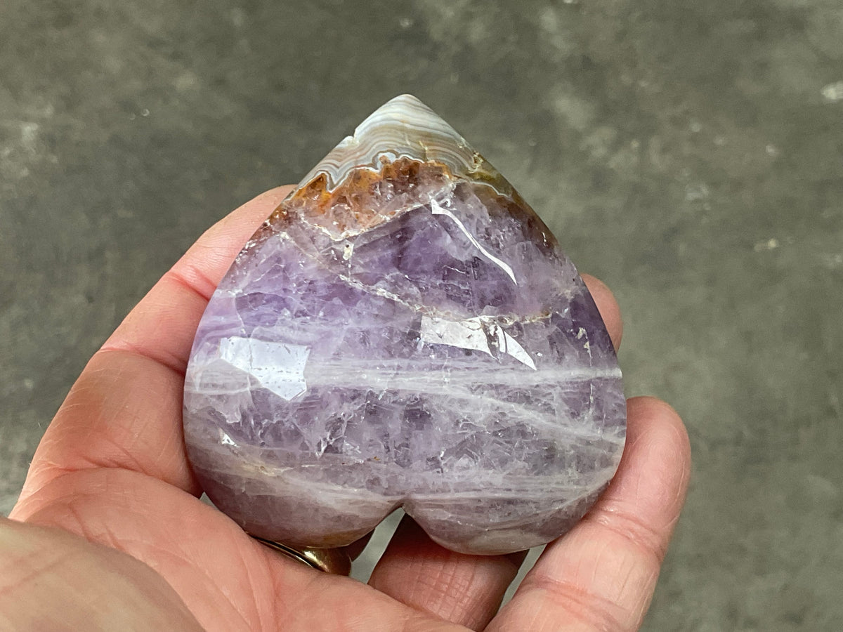 156g Amethyst Agate Heart 1B