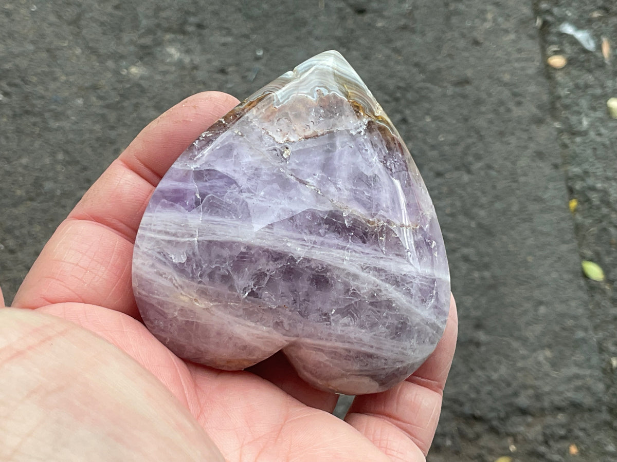 156g Amethyst Agate Heart 1B