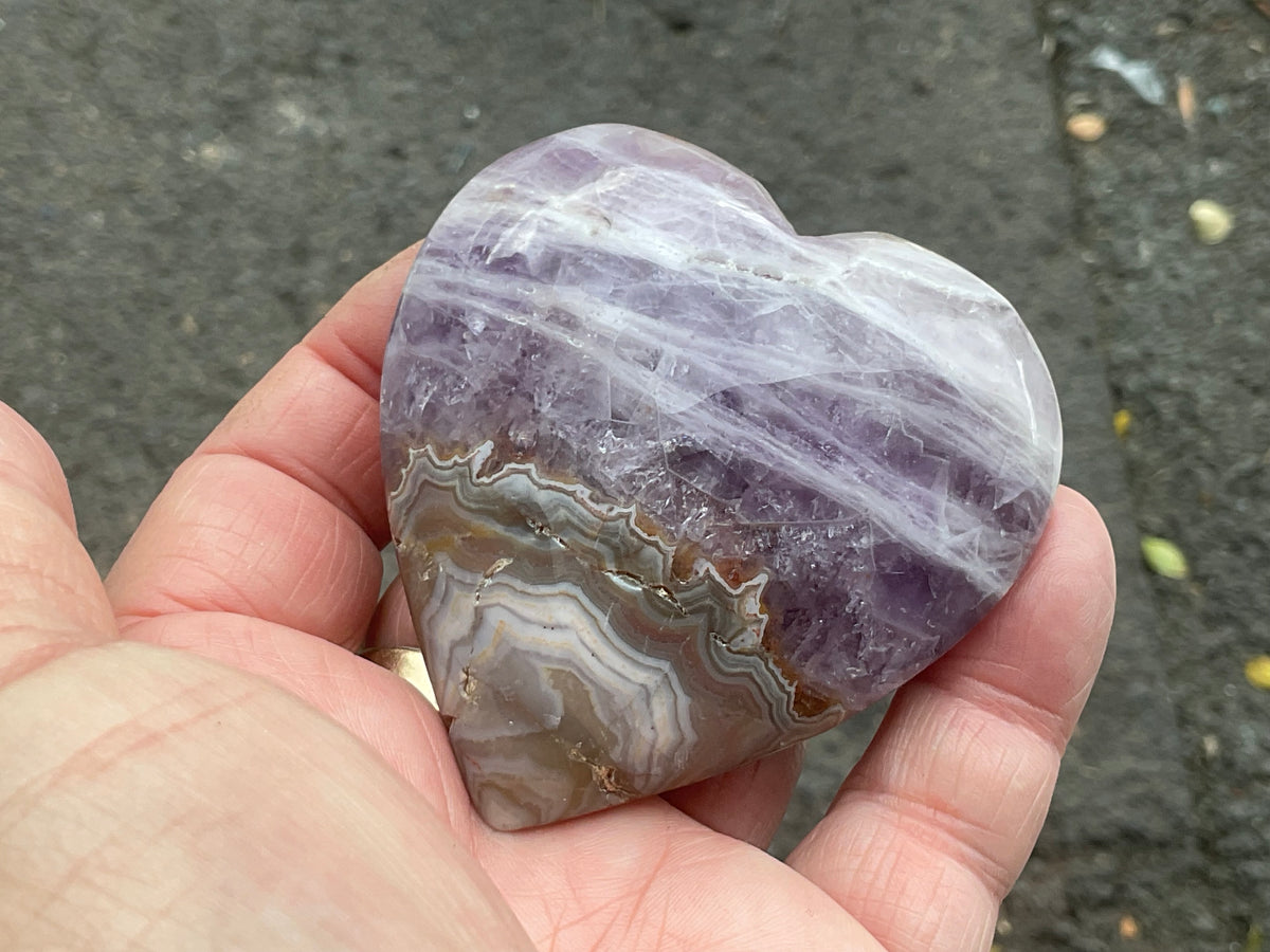 156g Amethyst Agate Heart 1B