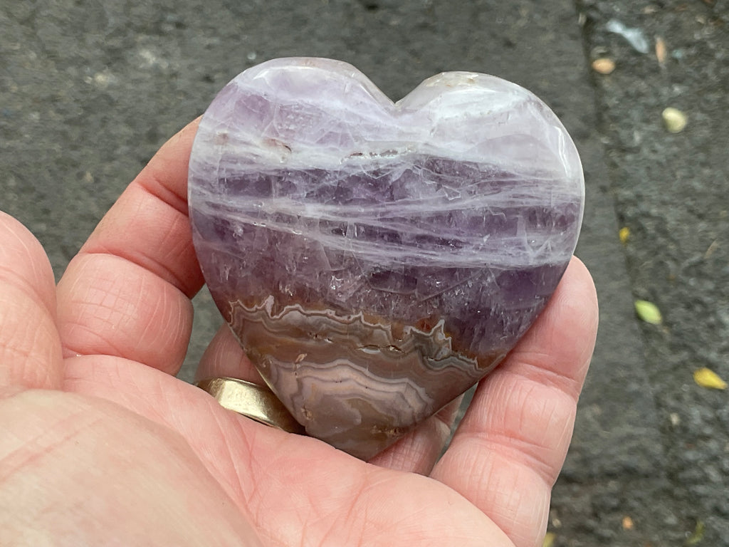 156g Amethyst Agate Heart 1B