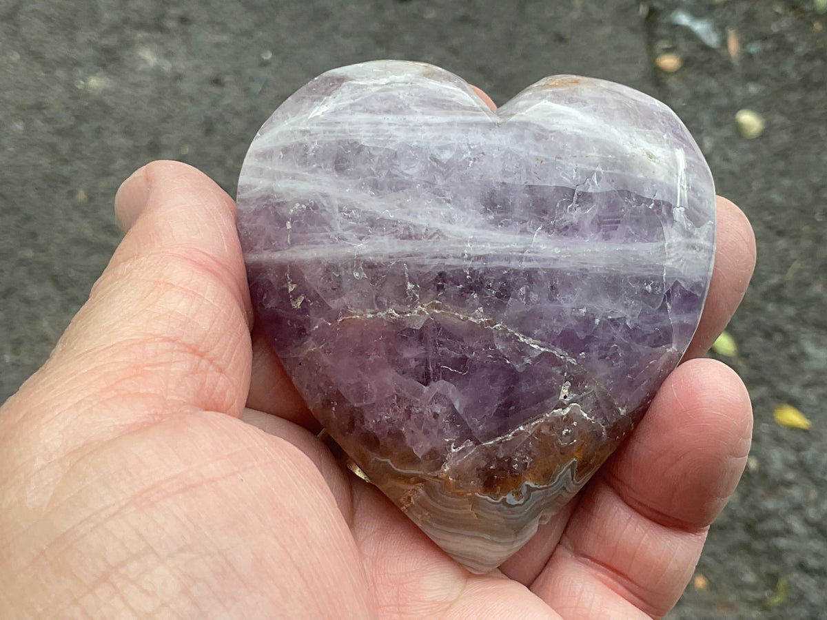 156g Amethyst Agate Heart 1B