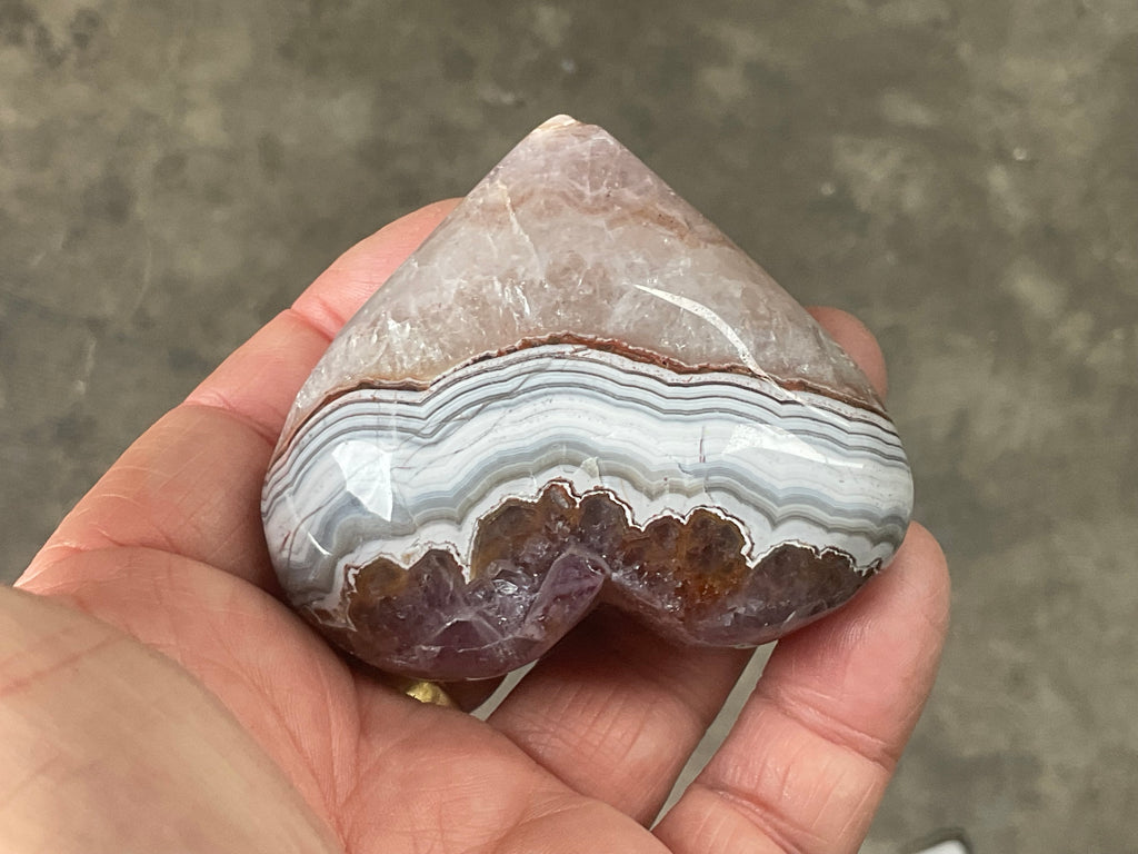 140g Amethyst Agate Heart 3B