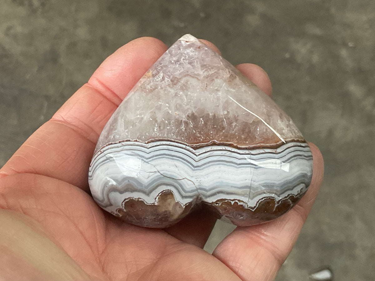 140g Amethyst Agate Heart 3B