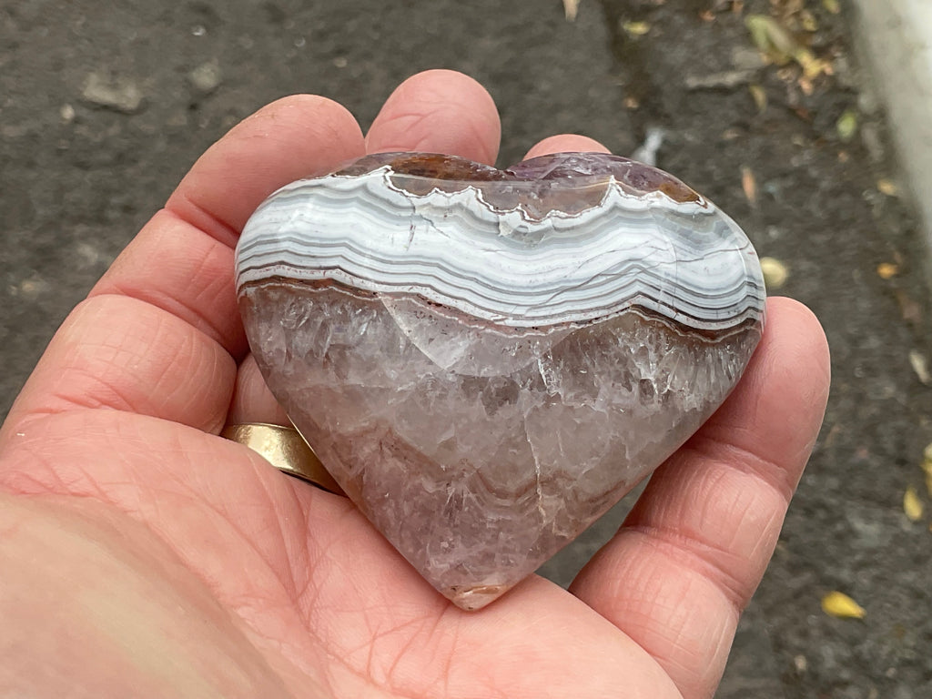 140g Amethyst Agate Heart 3B
