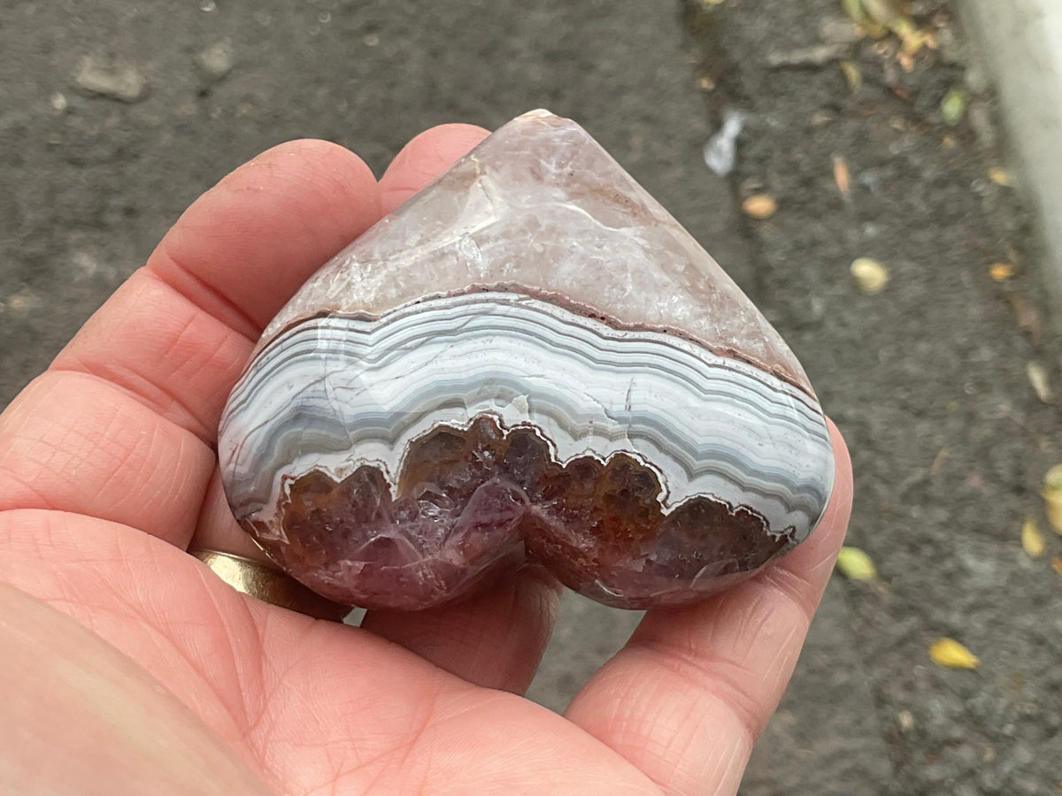 140g Amethyst Agate Heart 3B