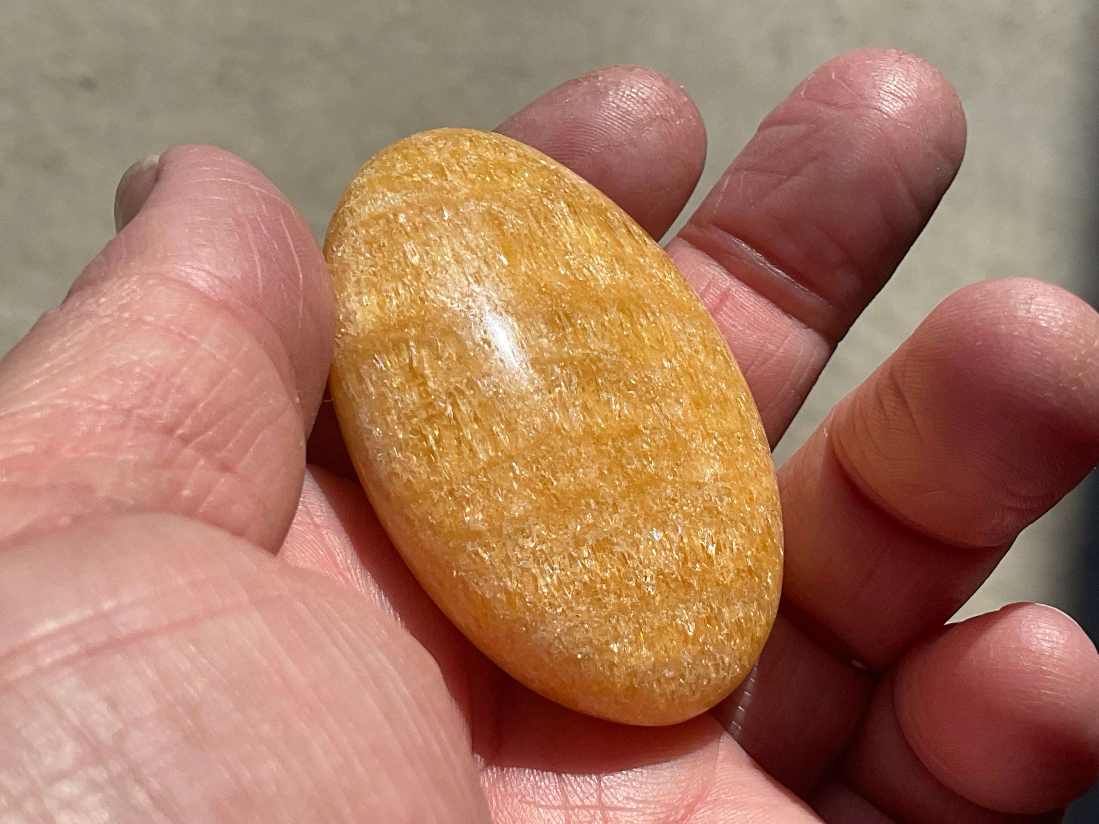 64g “Orange Fire” Calcite Palmstone 3A