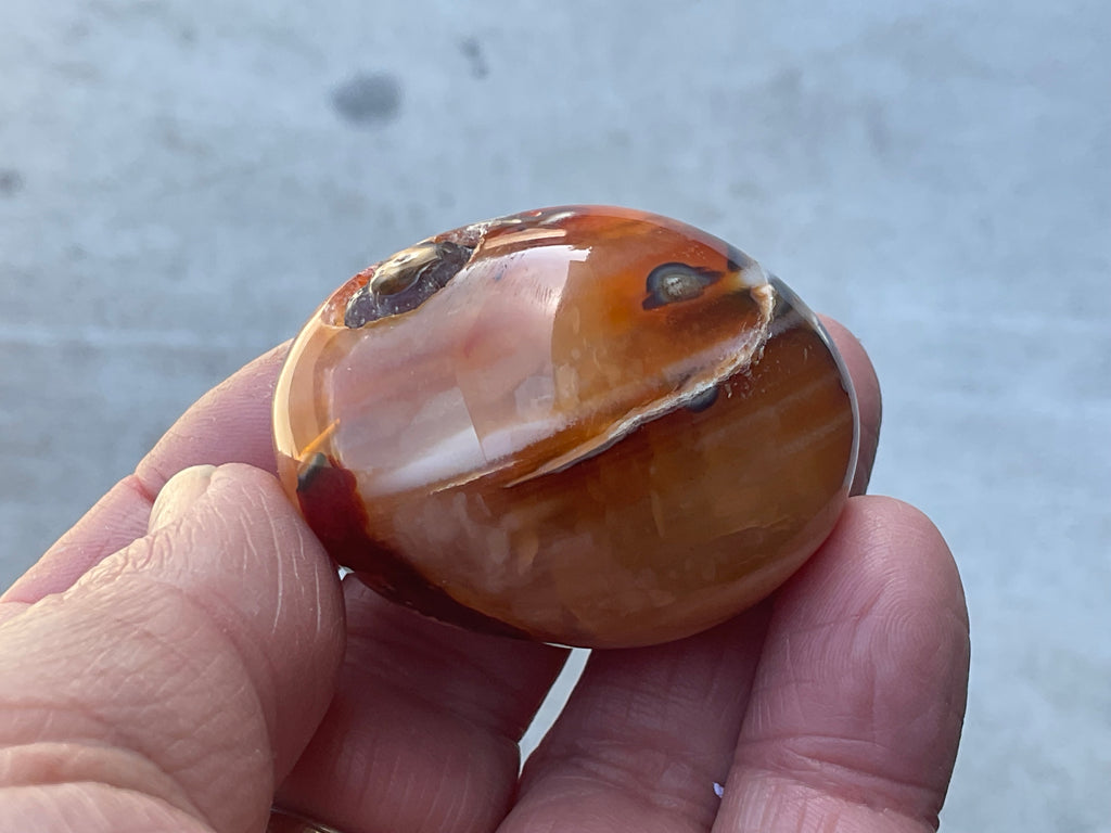66g Carnelian Orca Agate Palmstone 1A