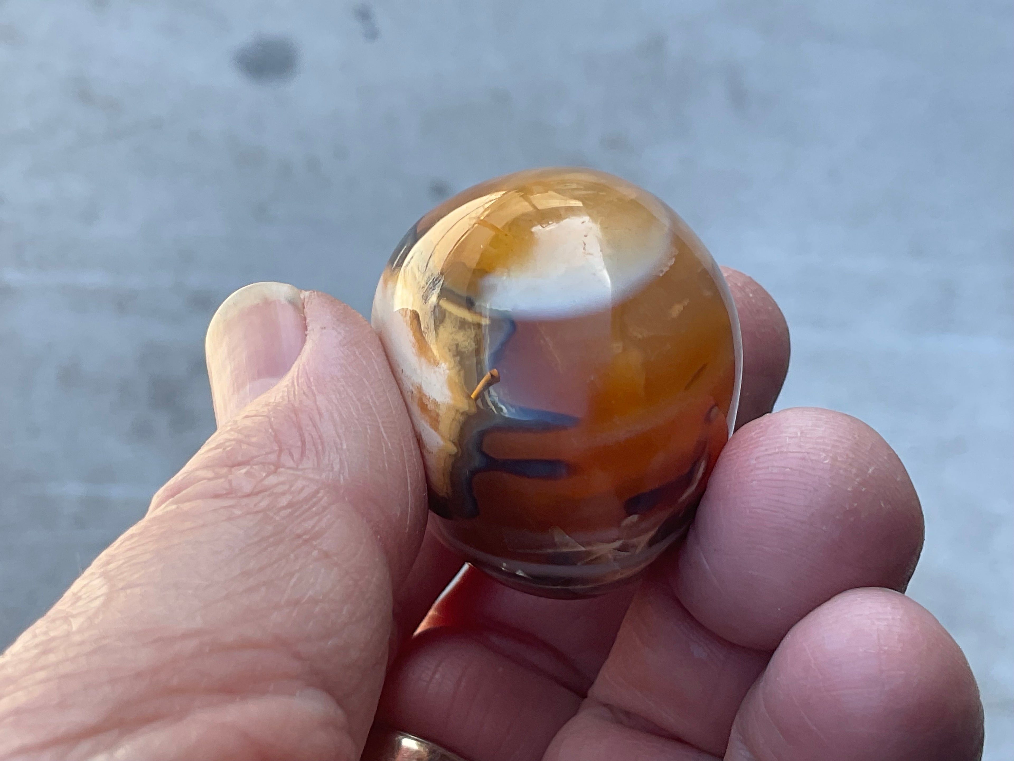66g Carnelian Orca Agate Palmstone 1A