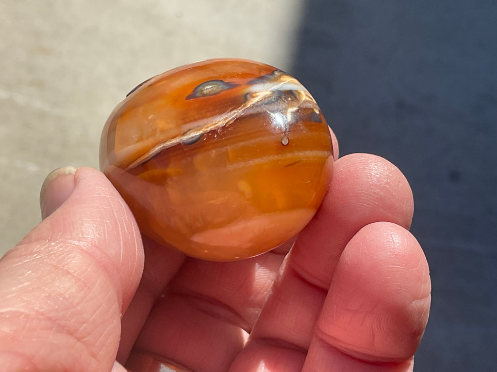 66g Carnelian Orca Agate Palmstone 1A
