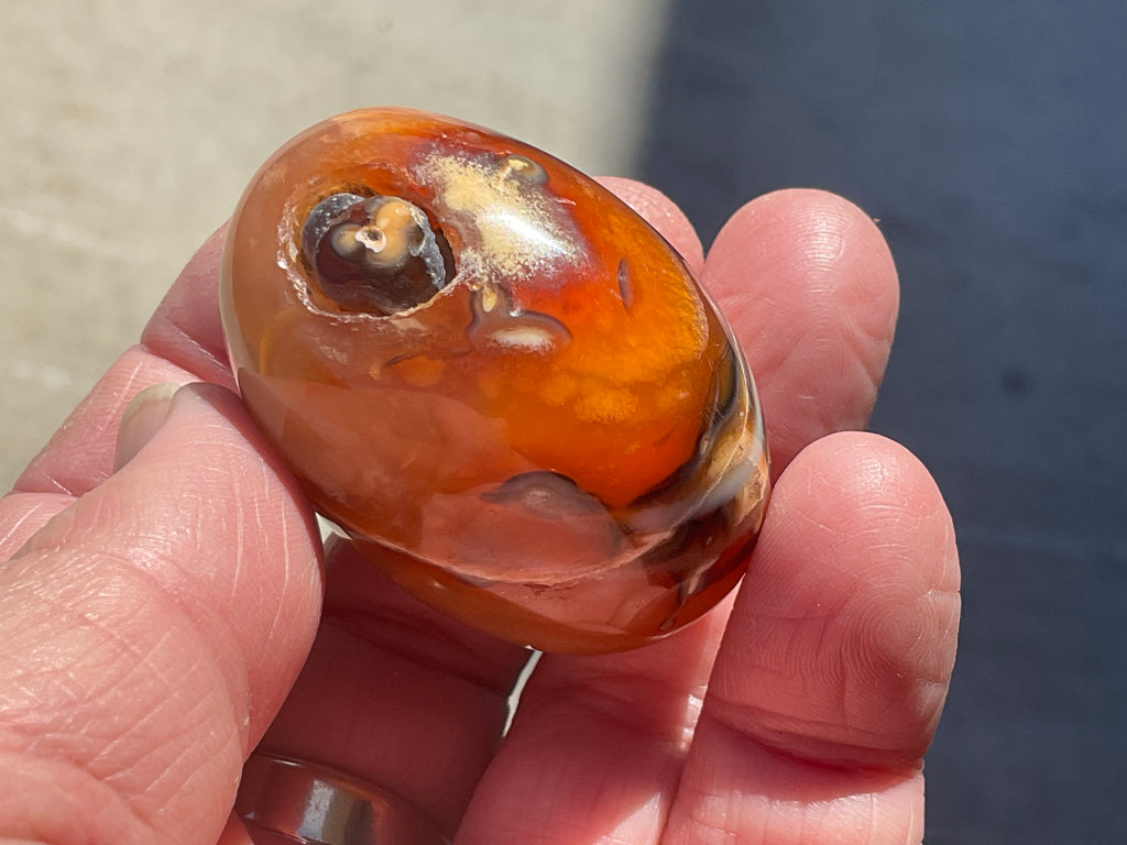 66g Carnelian Orca Agate Palmstone 1A