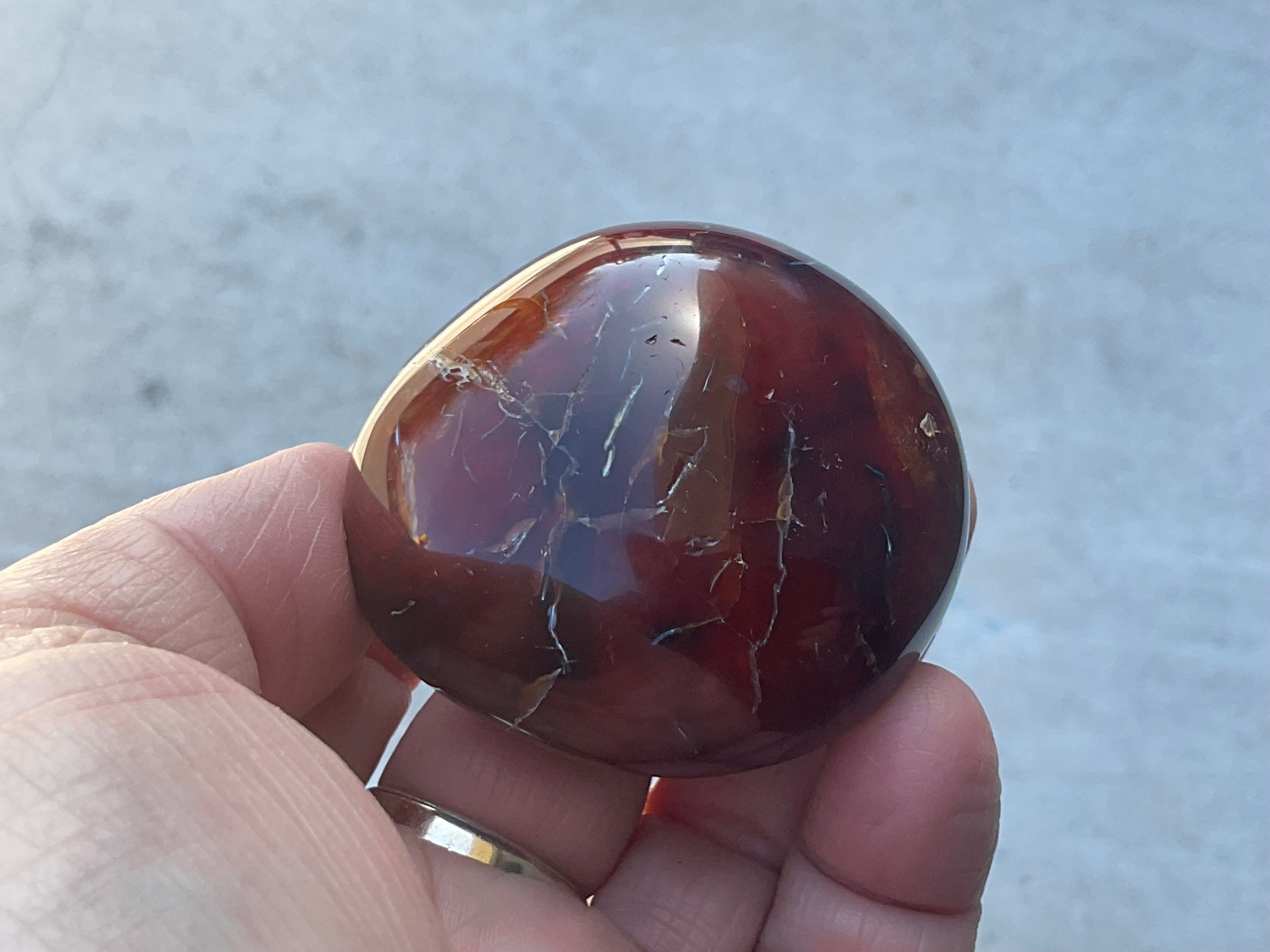 118g Carnelian Orca Agate Palmstone 3B