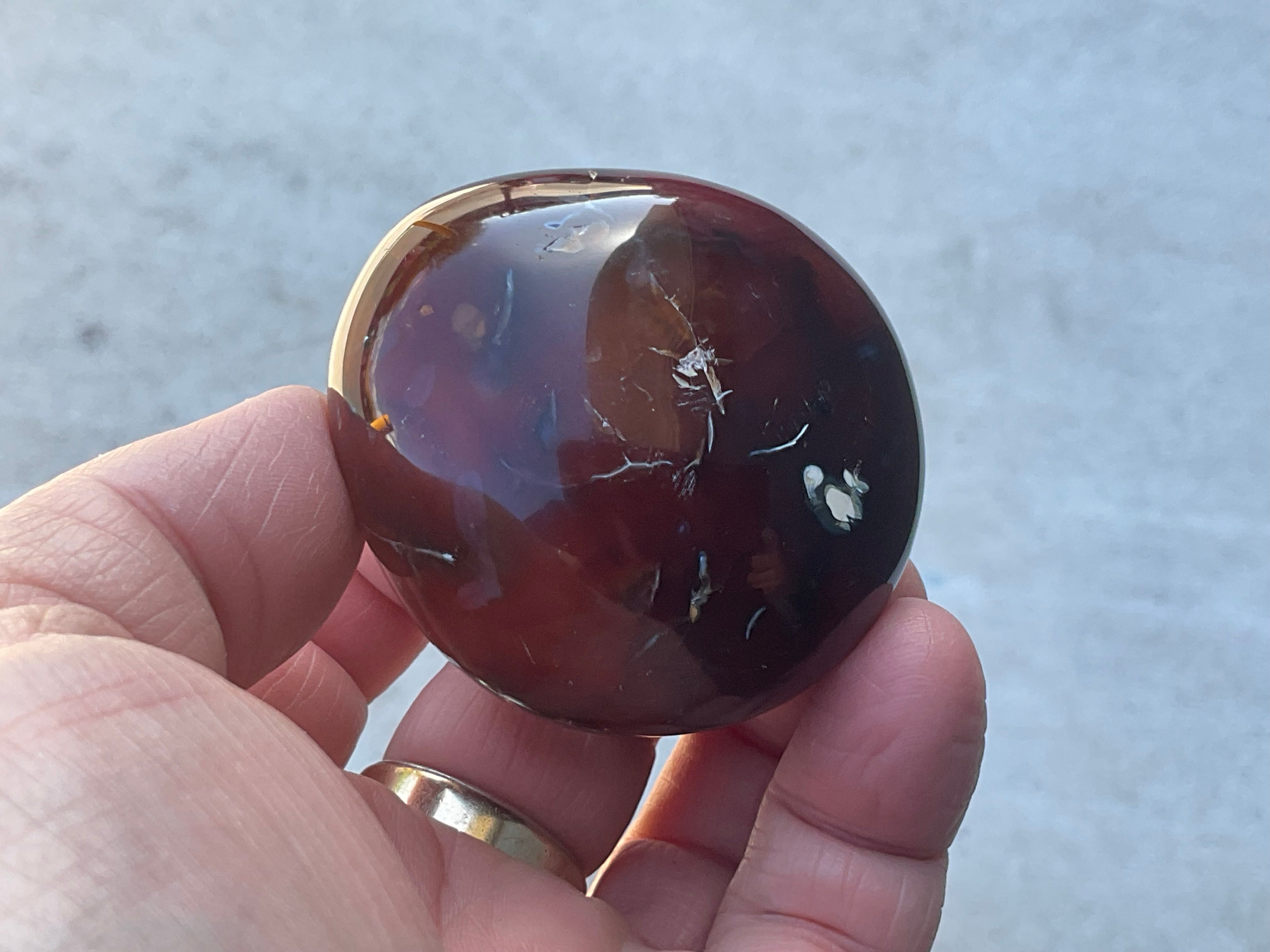 118g Carnelian Orca Agate Palmstone 3B