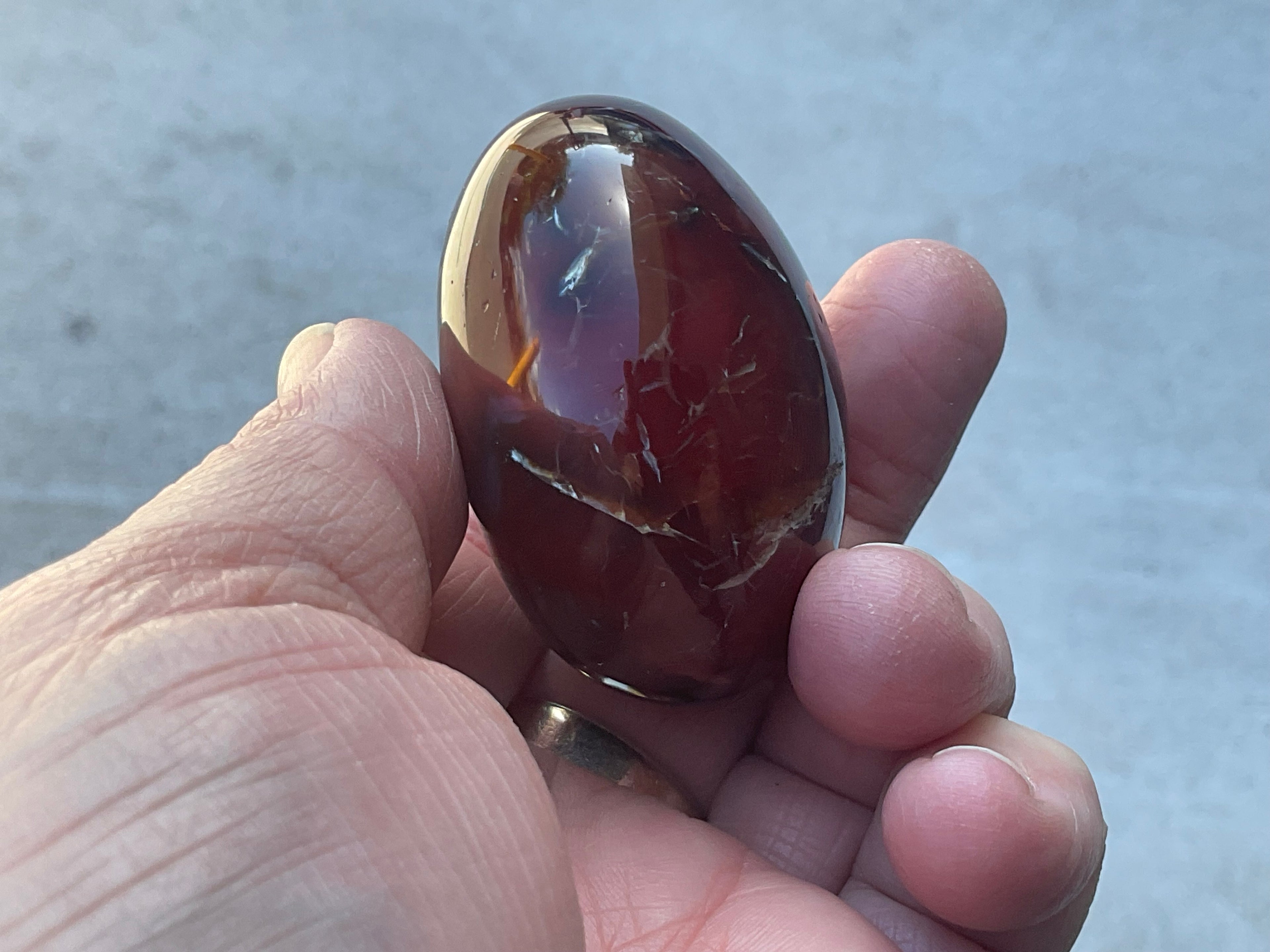 118g Carnelian Orca Agate Palmstone 3B