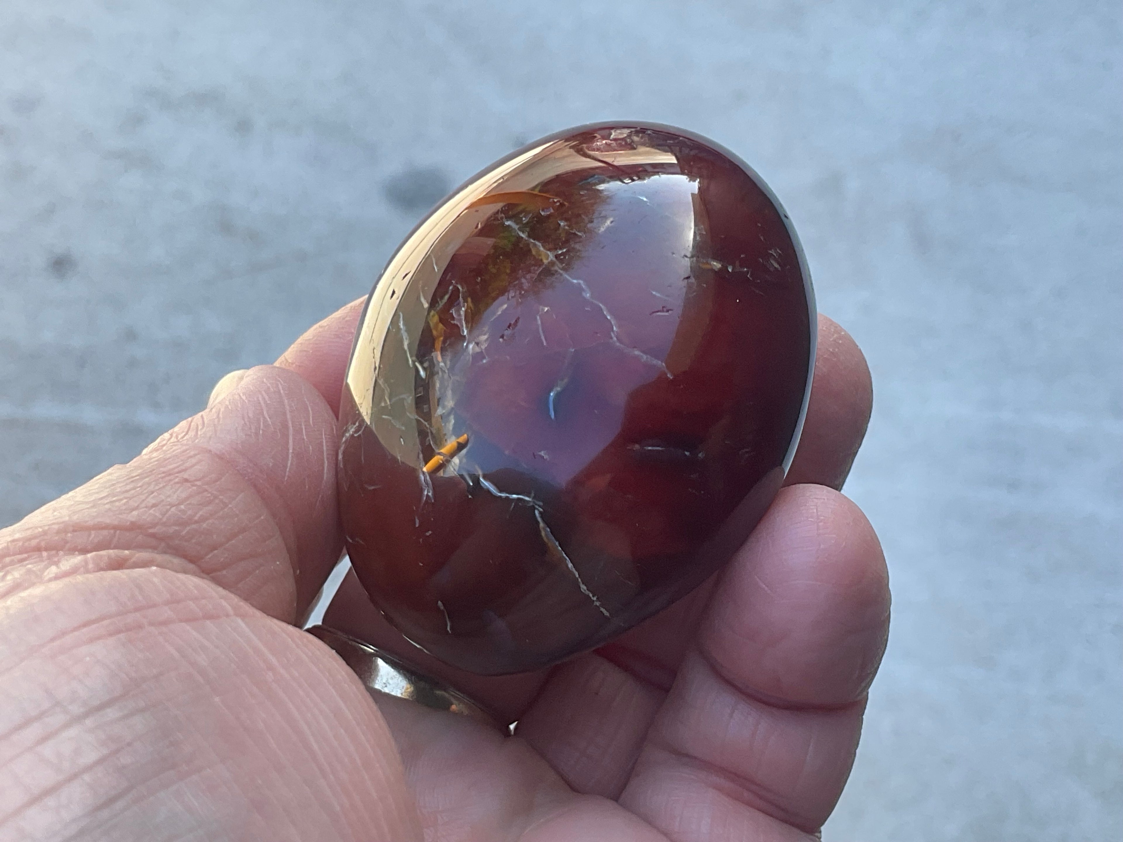 118g Carnelian Orca Agate Palmstone 3B
