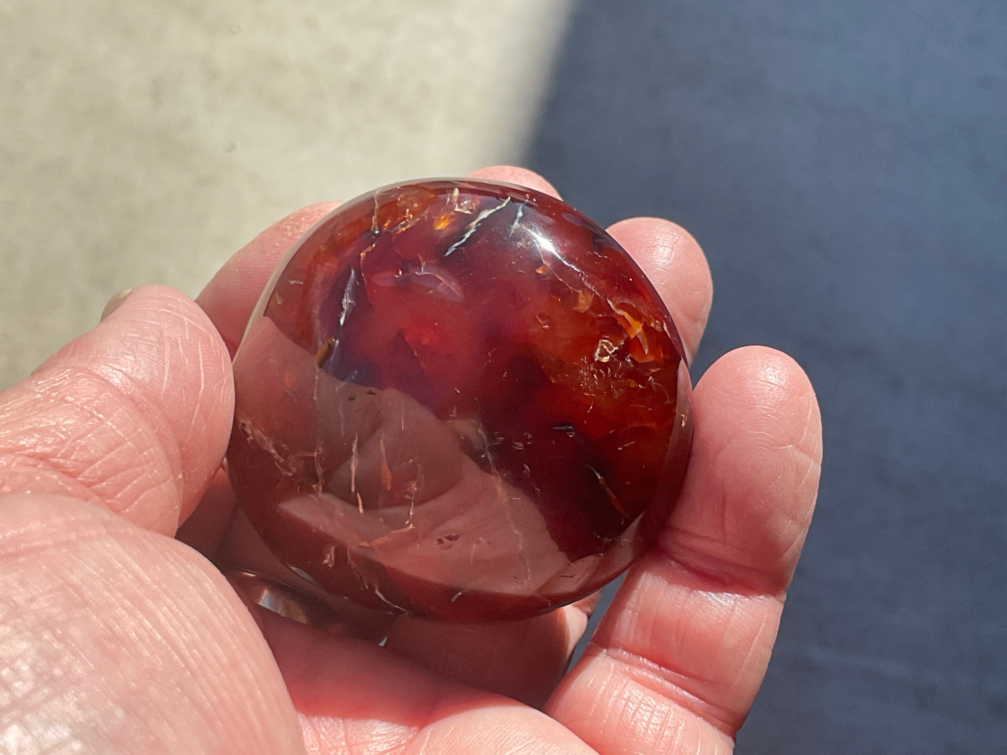 118g Carnelian Orca Agate Palmstone 3B