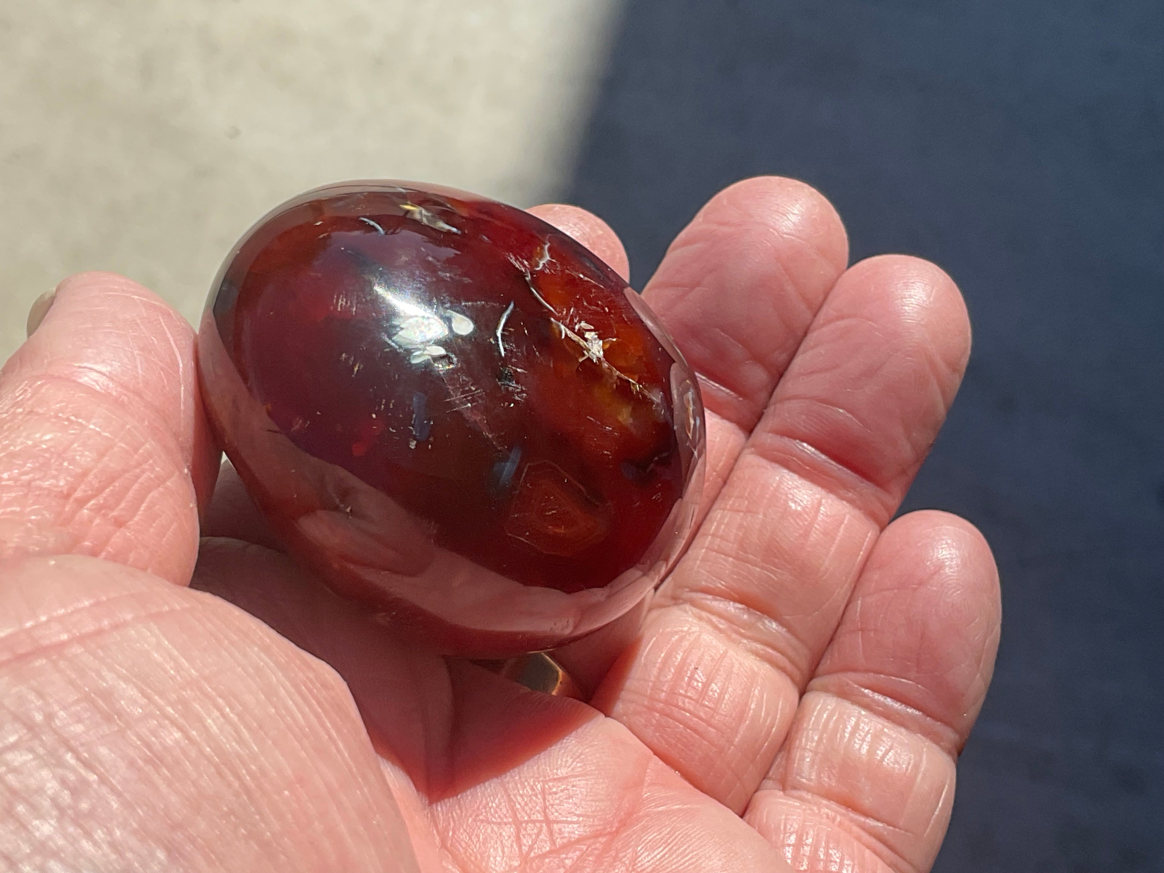 118g Carnelian Orca Agate Palmstone 3B