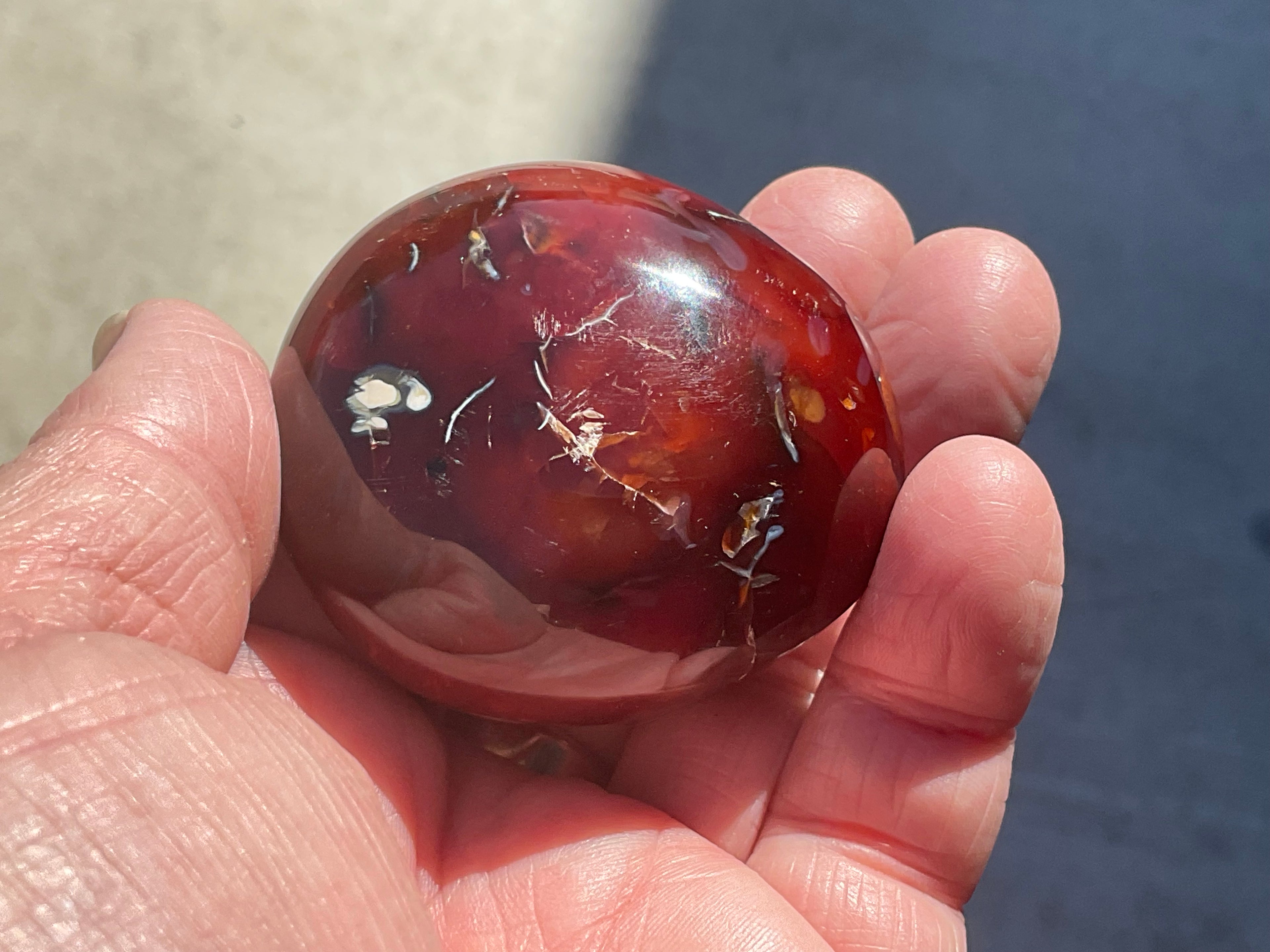118g Carnelian Orca Agate Palmstone 3B