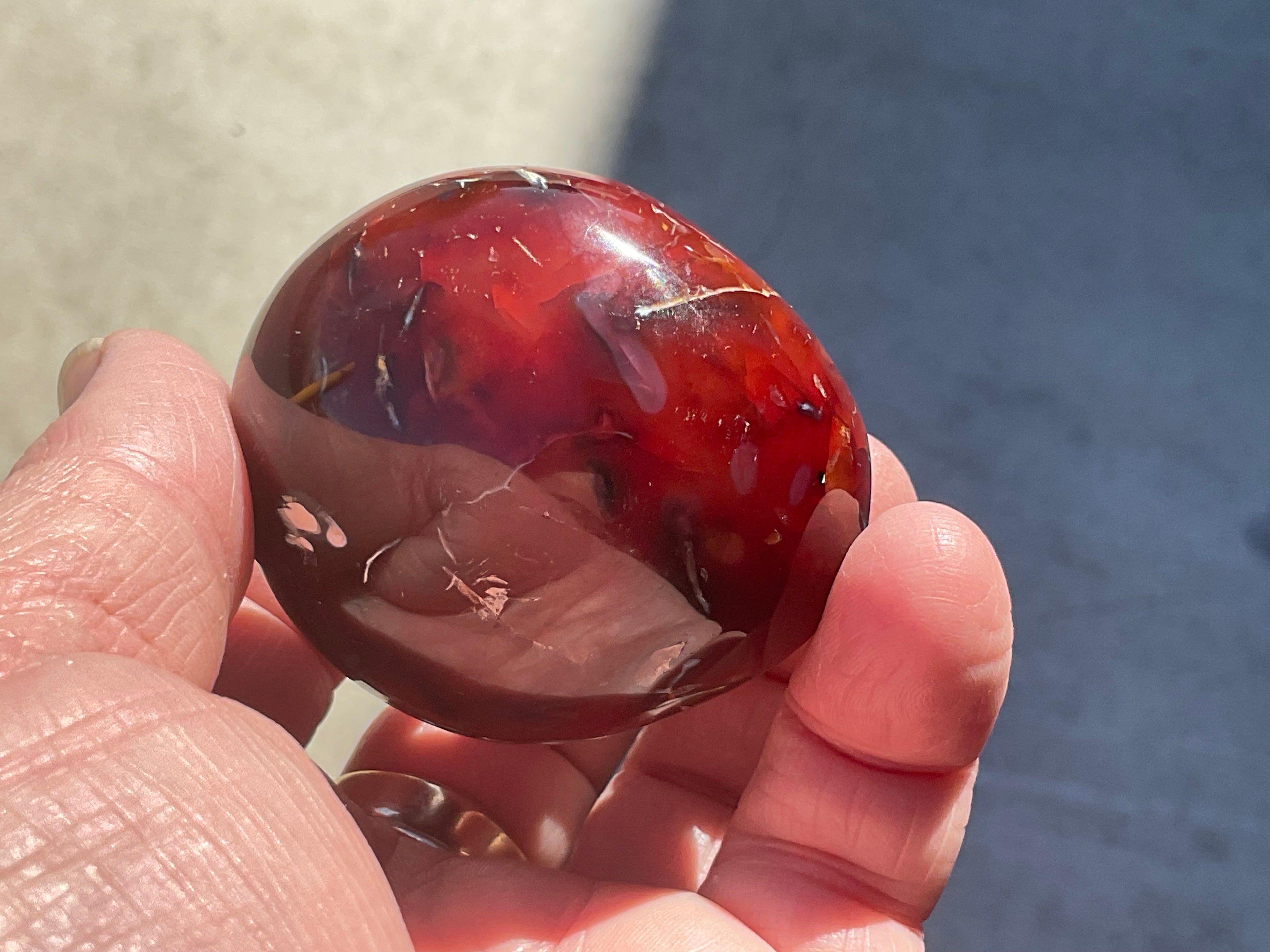 118g Carnelian Orca Agate Palmstone 3B